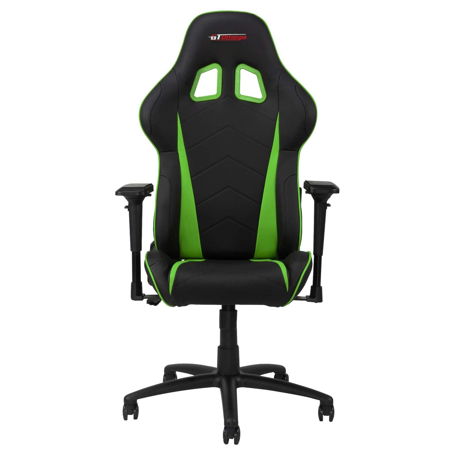 GT OMEGA PRO Racing Gaming Chair with Lumbar Support - Ergonomic PVC Leather Office Chair with 4D Adjustable Armrest & Recliner - Esport Seat for Ultimate Gaming Experience - Black Next Green
