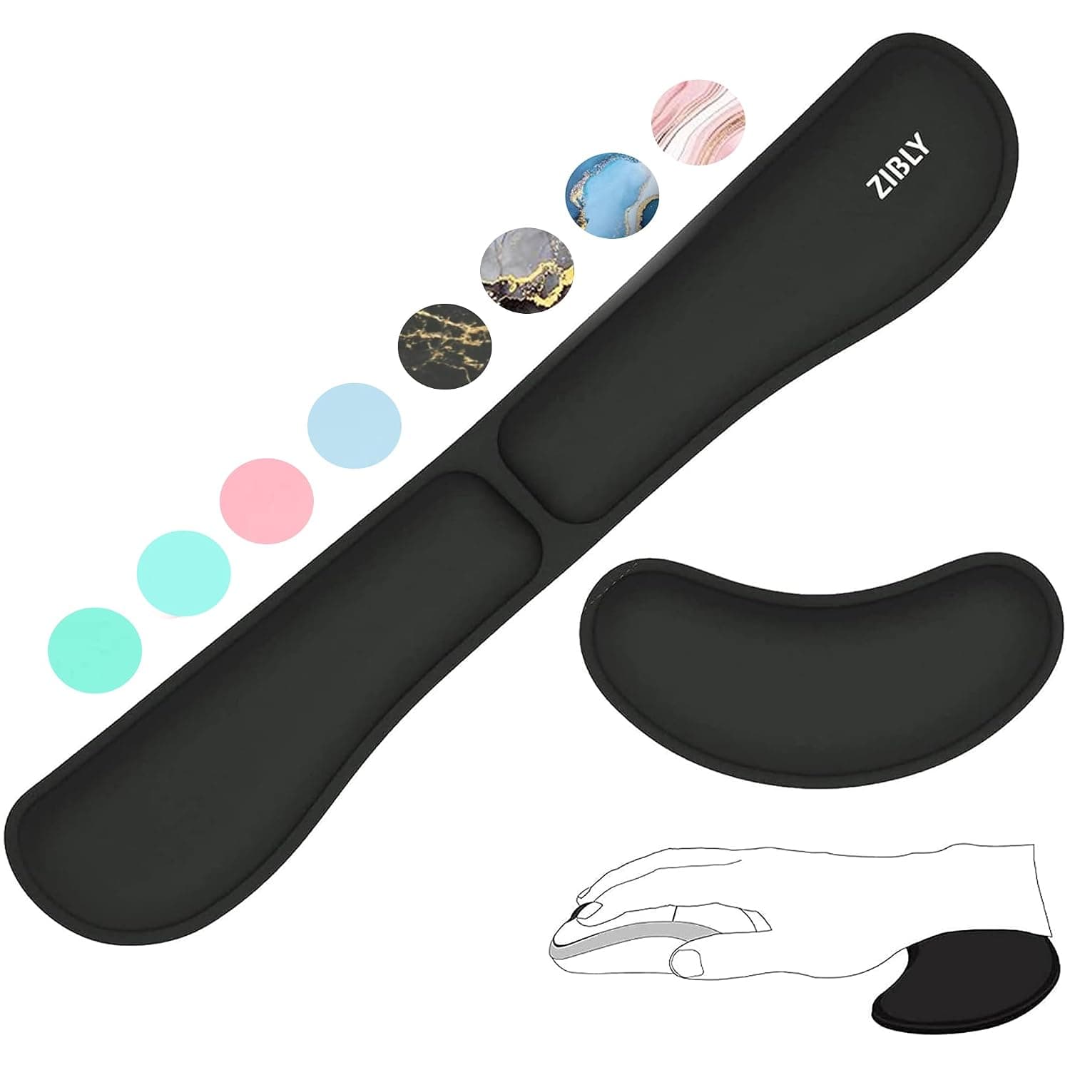 ZIBLY Wrist Rest Keyboard and Mouse Set - Anti-Skid Non Slip Ergonomic Wrist Cushion Support Pad - Easy Typing,Pain Relief - Premium Memory Foam for Work from Home (Black Combo)
