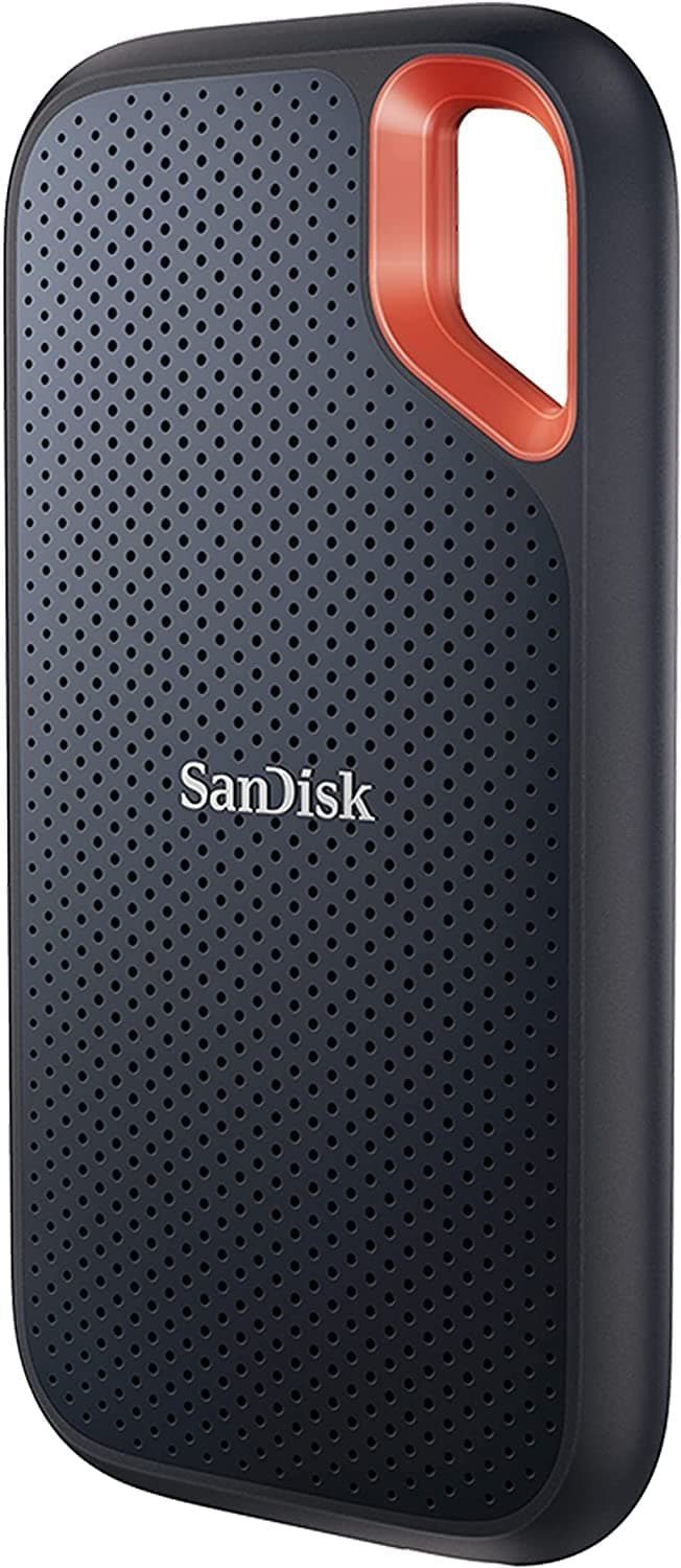 SanDisk Extreme Portable SSD 1TB - Up to 1050MB/s Read Speeds (Older Model) | External SSD, USB-C, Compatible with PC, Mac & Cosoles, IP65 Water & Dust Resistant, 256 bit Encryption, Carabiner loop