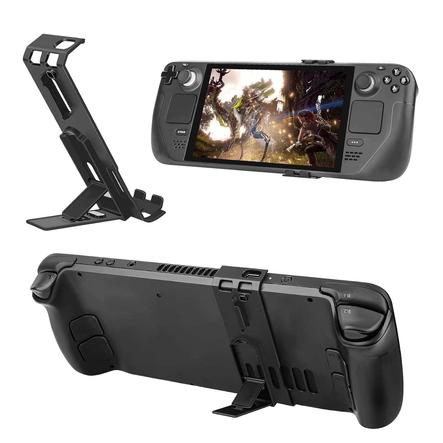 Kick Stand for Steam Deck Console Accessories, 3 Adjustable Angles Stable Foldable and Portable Magnetic Adsorption Base with Charging and Dissipation Hole