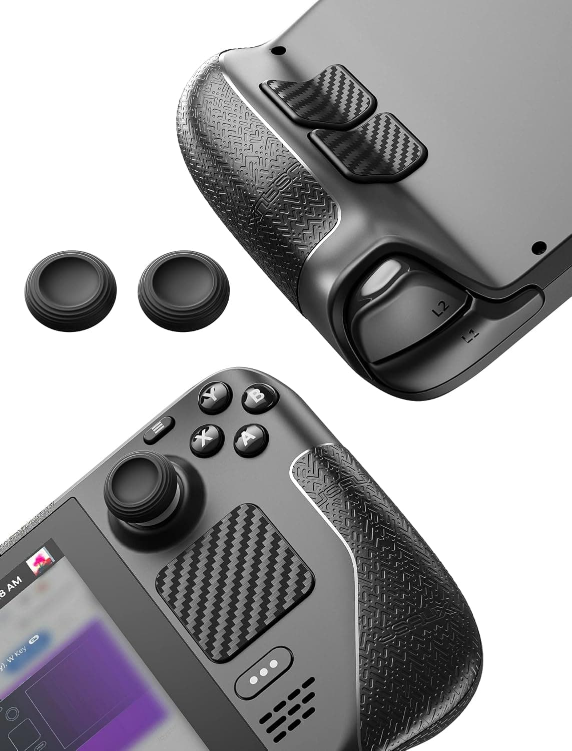 JSAUX Skin Stickers Set Compatible With Steam Deck/Steam Deck OLED | Steam Deck Anti-Slip Grip Stickers, Touchpad Protector, Thumb Grip Caps, Touch Front & Back Protector Set