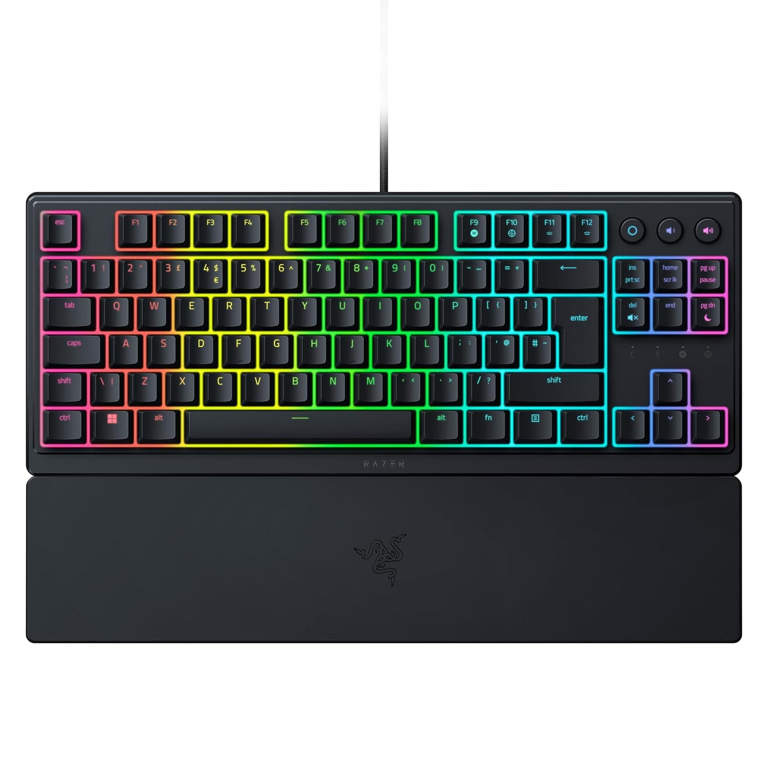 Razer Ornata V3 Tenkeyless - Compact Low Profile Gaming Keyboard (Mecha-Membrane Switches, UV-coated Keycaps, Backlit Dedicated Media Keys, Magnetic Soft-Touch Wrist Rest) QWERTY UK Layout | Black