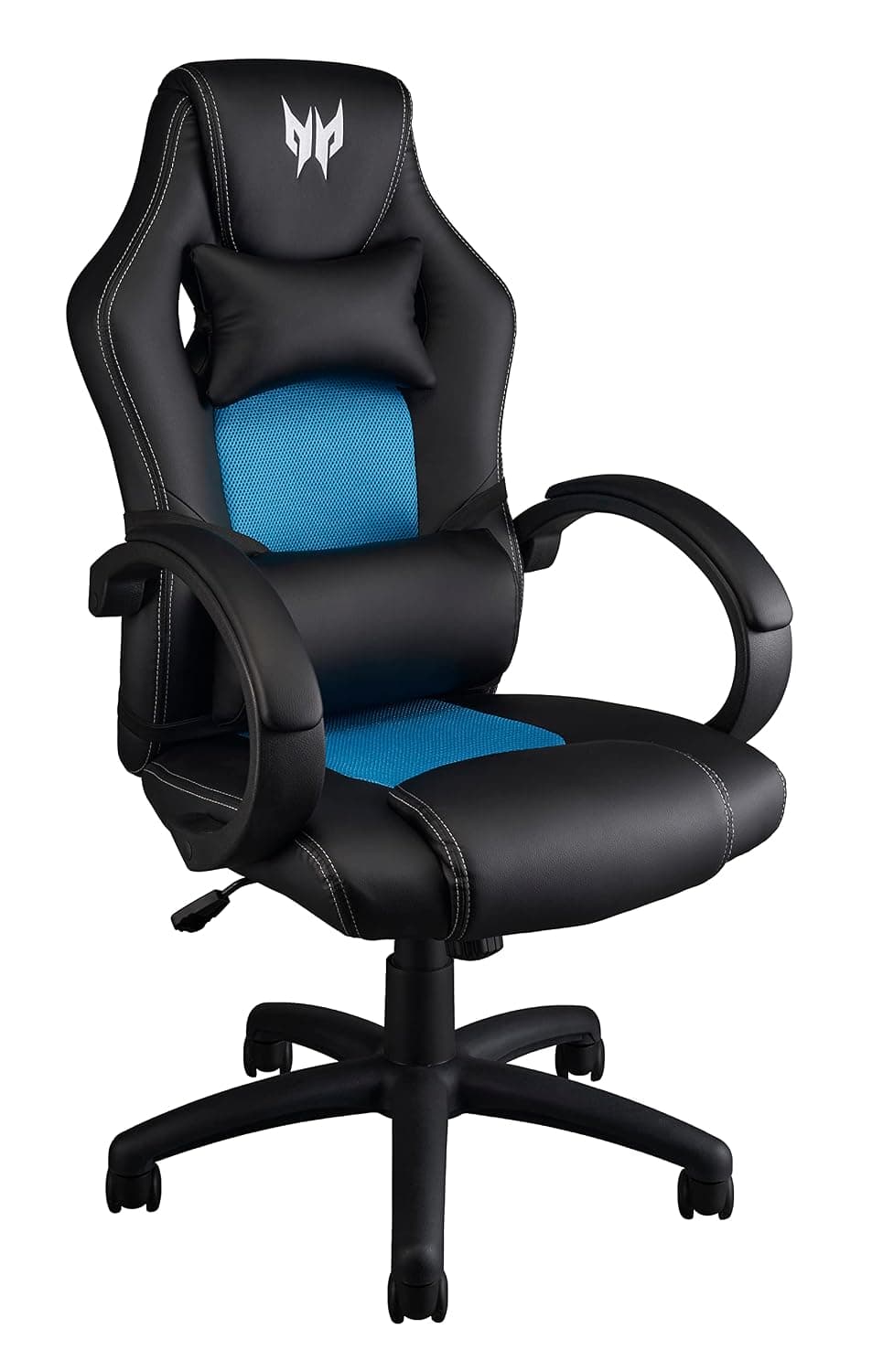 acer Predator Rift Essential Gaming Chair (Armrests, height adjustable, reclining back, lumbar support, 120 kg max capacity, PVC leather, black)
