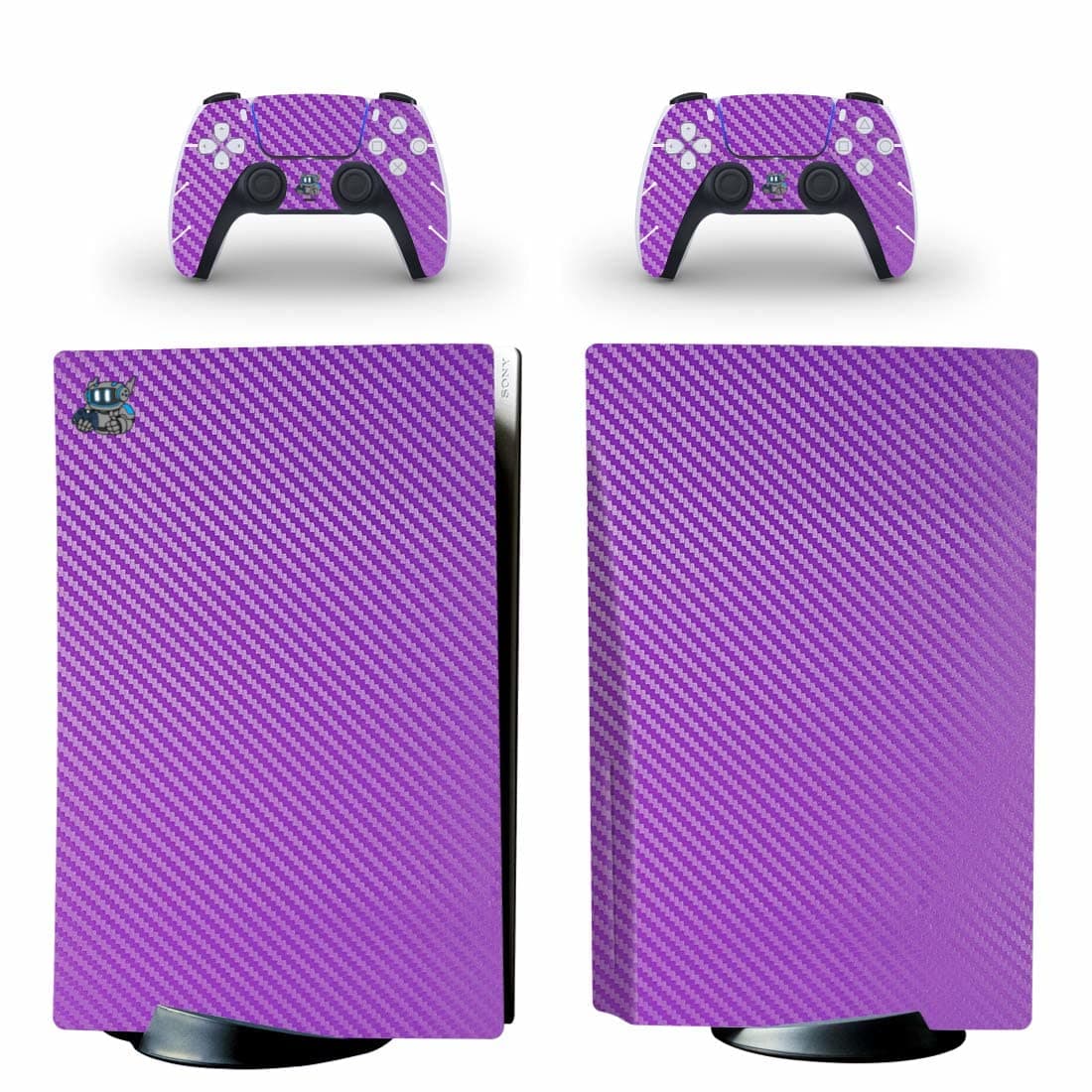Supreme Skinz Compatible with PlayStation 5 Disc Console and 2 Controllers - PS5 Disk Skin Wrap Vinyl Sticker Decal - Purple Mauve Carbon Fiber