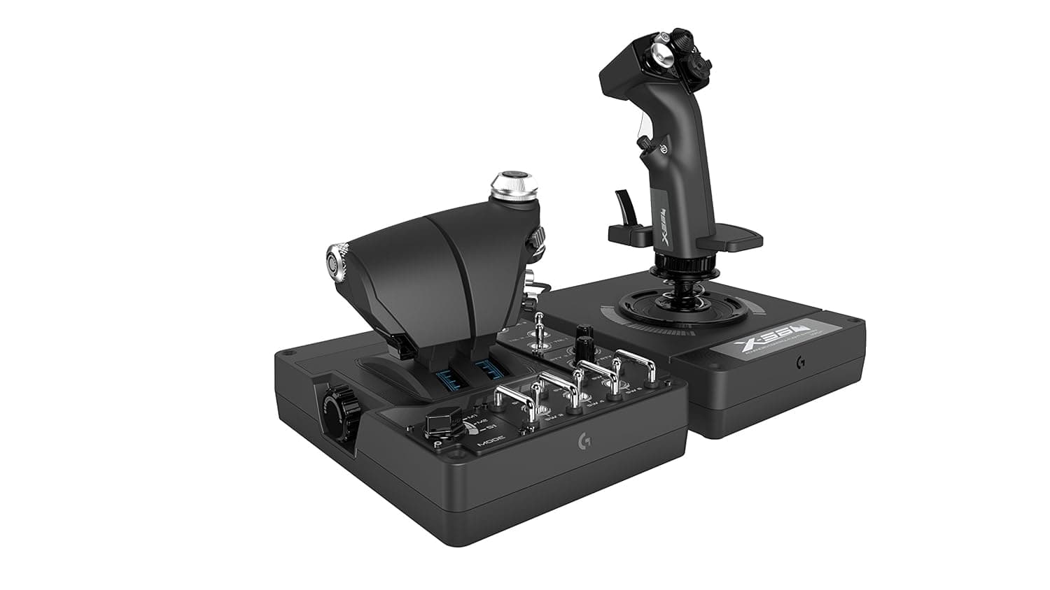 Logitech G X56 H.O.T.A.S Throttle and Joystick | Flight Simulator Game Controller, 6 Degrees of Freedom, 4 Spring Options, 189+ Programmable Controls, RGB, 2x USB, PC - Black