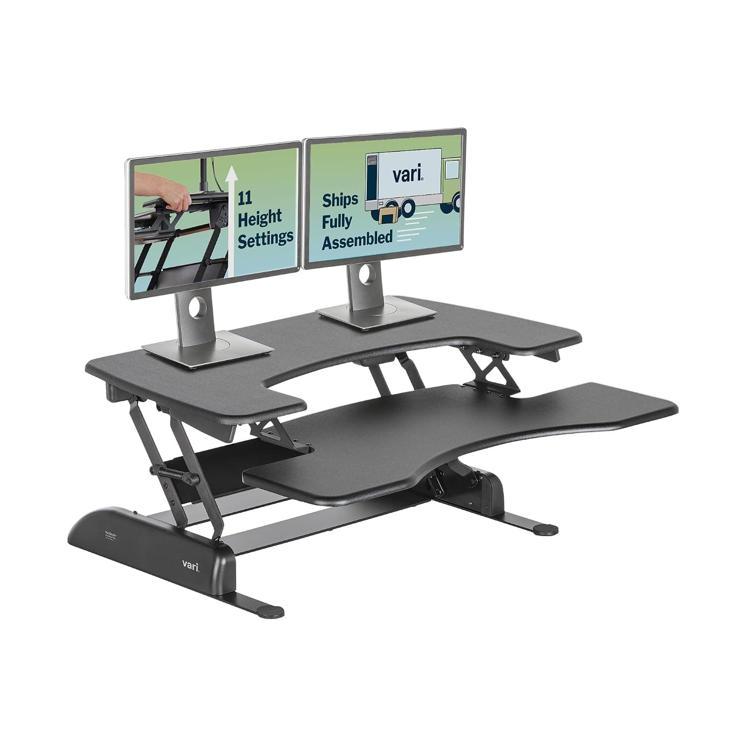 VariDesk Pro Plus 36 by Vari – Height Adjustable Standing Desk Converter – Stand Up Desk Converter for Dual Monitors – (Black)