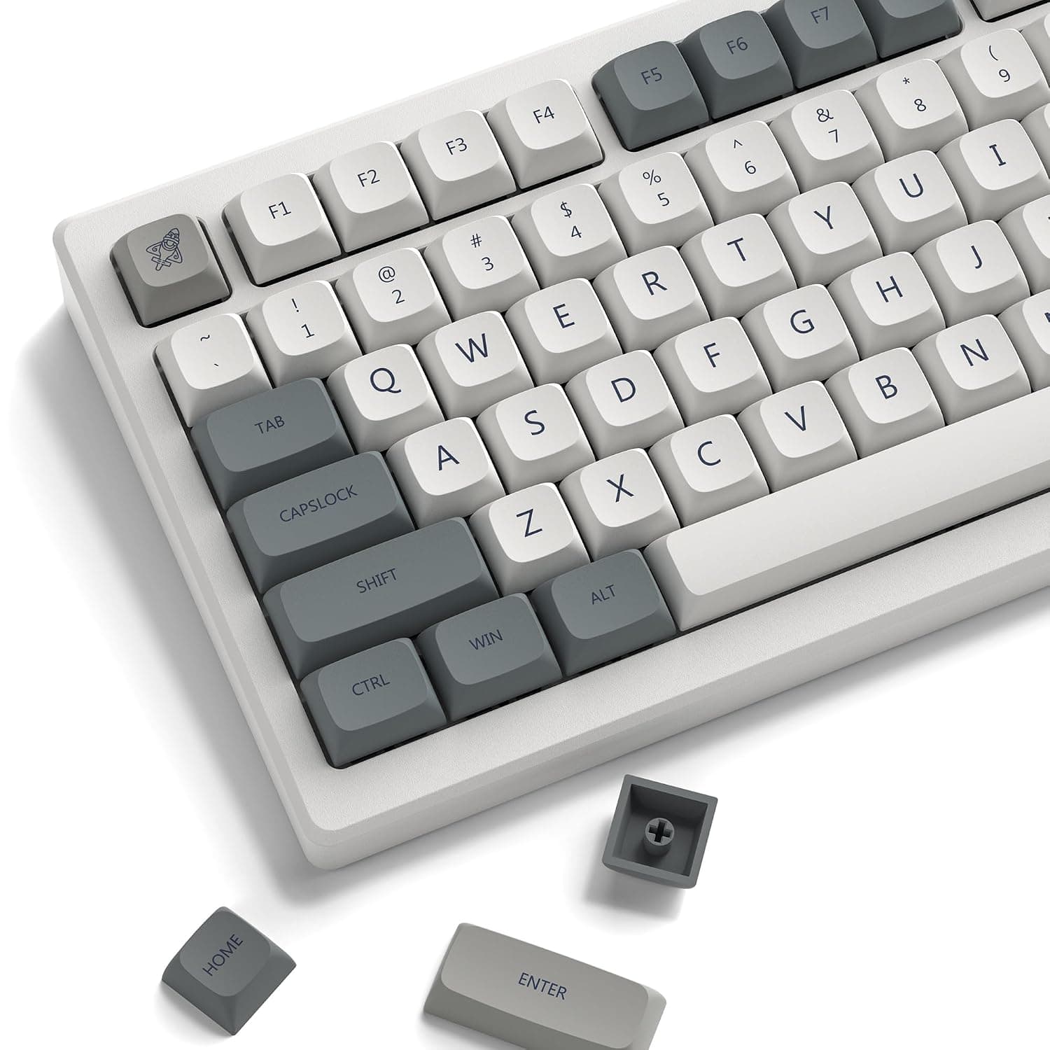 Retro Grey keycaps PBT,XDA Profile Keycaps 75 Percent,Dye-Sub,Double Shot keycap, 139keys Custom Keycaps for Gateron MX Switches Mechanical Keyboard (spacebar is 6.25U/7U,only keycap)