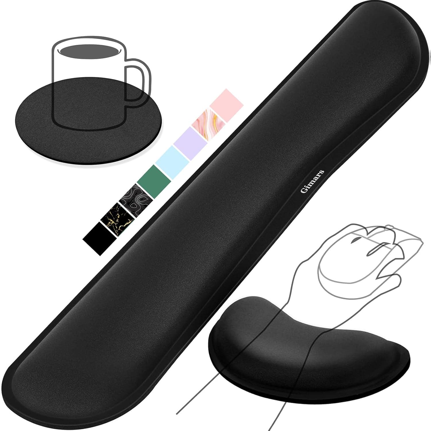Gimars Upgrade Enlarge Silky Gel Memory Foam Wrist Rest for Computer Keyboard, Mouse, 3 PCS Ergonomic Keyboard Wrist Rest for Typing Pain Relief, Mouse Pad Rests, Wrist Support for Office Gaming Black