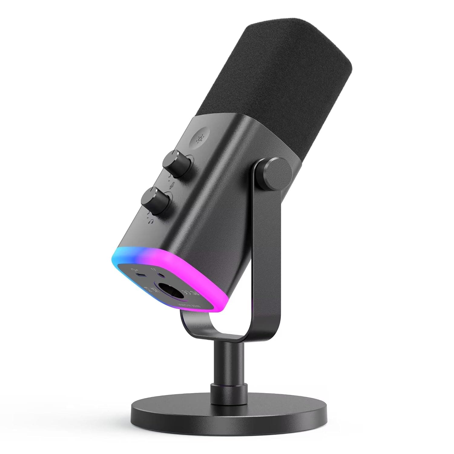 FIFINE AM8 Dynamic XLR/USB Gaming Microphone | Streaming Computer Mic. Podcast, Studio, Voiceover, Recording. RGB, Mute, Monitoring Headphone Jack, Gain Knob. Black.
