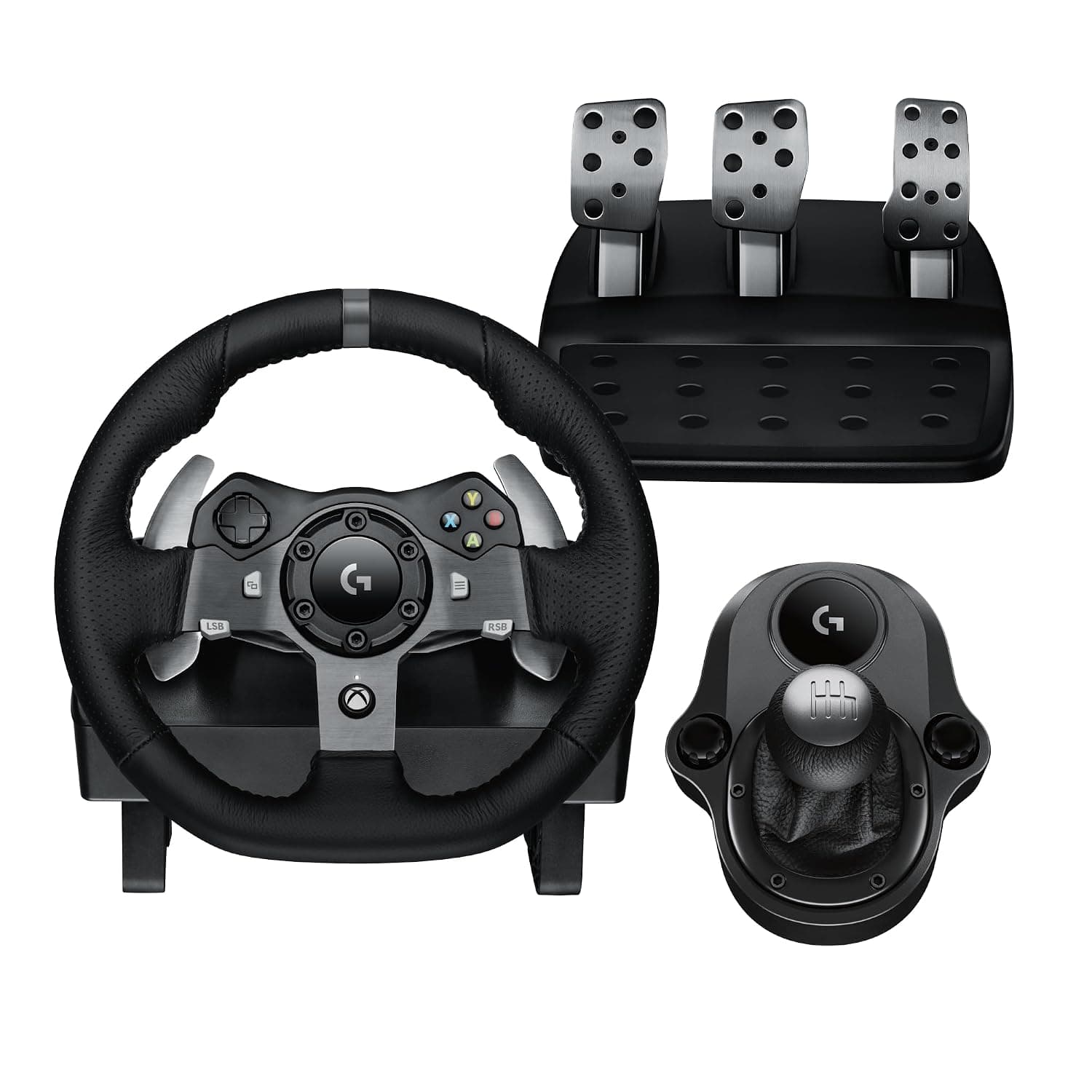 Logitech G G920 Driving Force | Racing Wheel & Pedals Plus Gear Shifter Bundle (Xbox One & PC) UK-Plug