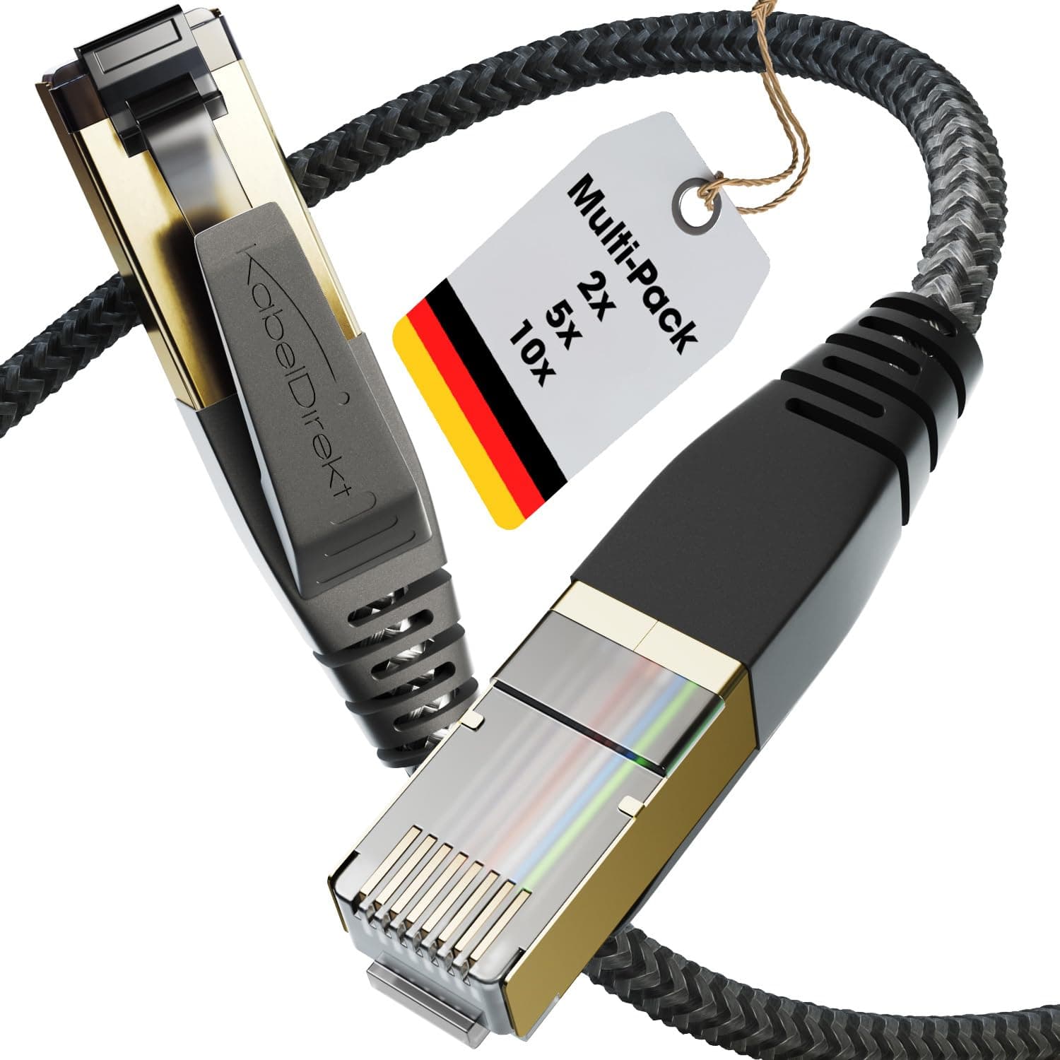KabelDirekt – Cat 8 Network Cable – 5x0.3m 40Gbps | LAN/Ethernet Cable, RJ45 Connector, Transmits Highest Data Rates up to 40Gbps, For Gaming/PS5/Xbox