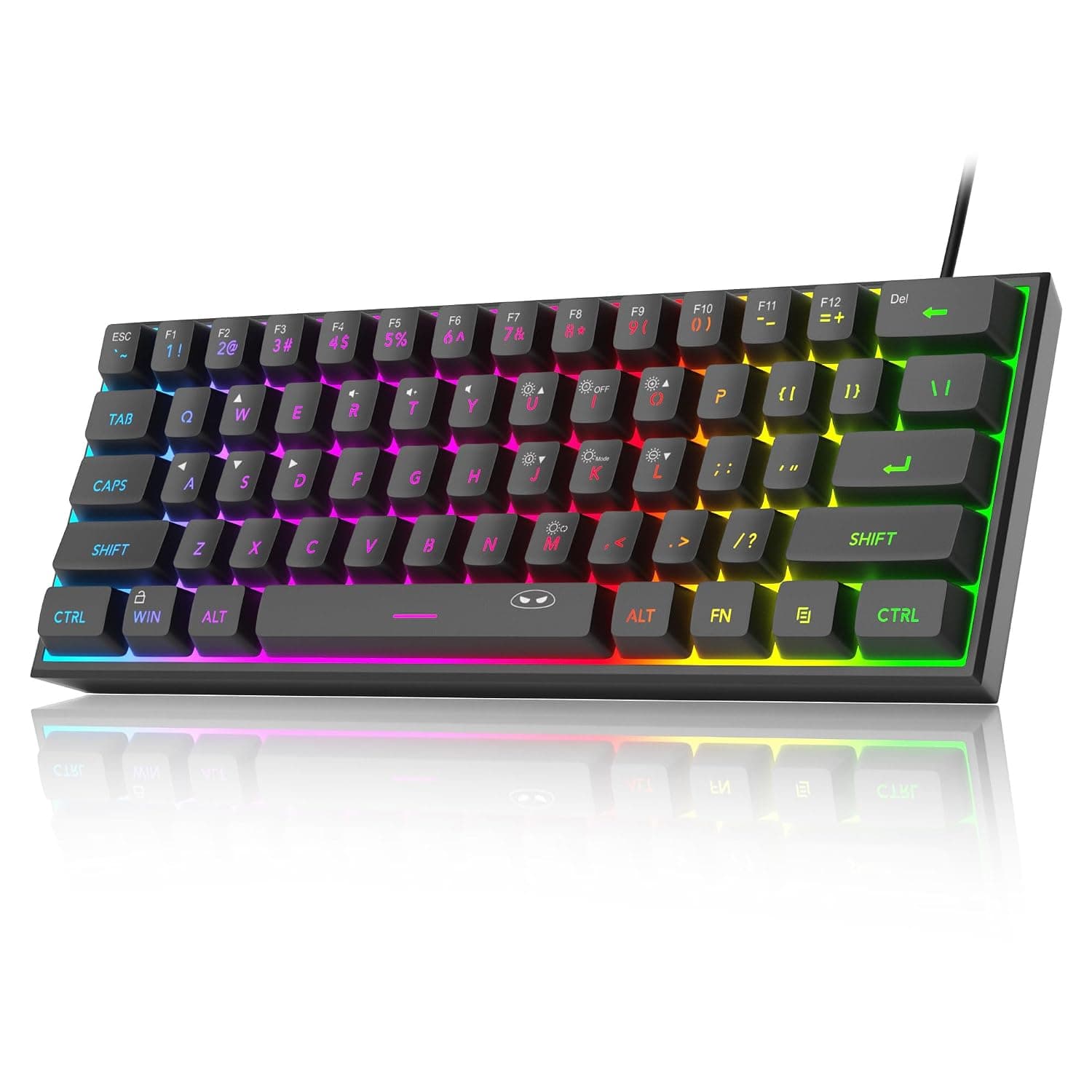 [UK Layout]MageGee TS91 Mini 60% Gaming/Office Keyboard,Waterproof Keycap Type Wired RGB Backlit Compact Computer Keyboard for Windows/Mac/Laptop