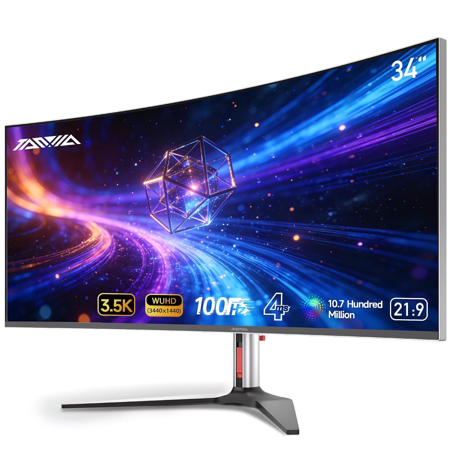 UltraWide Curved PC Monitor, 34 Inch 1440P WUHD Gaming Monitors Computer Screen for Office and Desktop, 100Hz, 4Ms, PIP/PBP, FreeSync, Flicker & Eye Safe, Smart Energy Saving, DP/HDMI Port, Silver