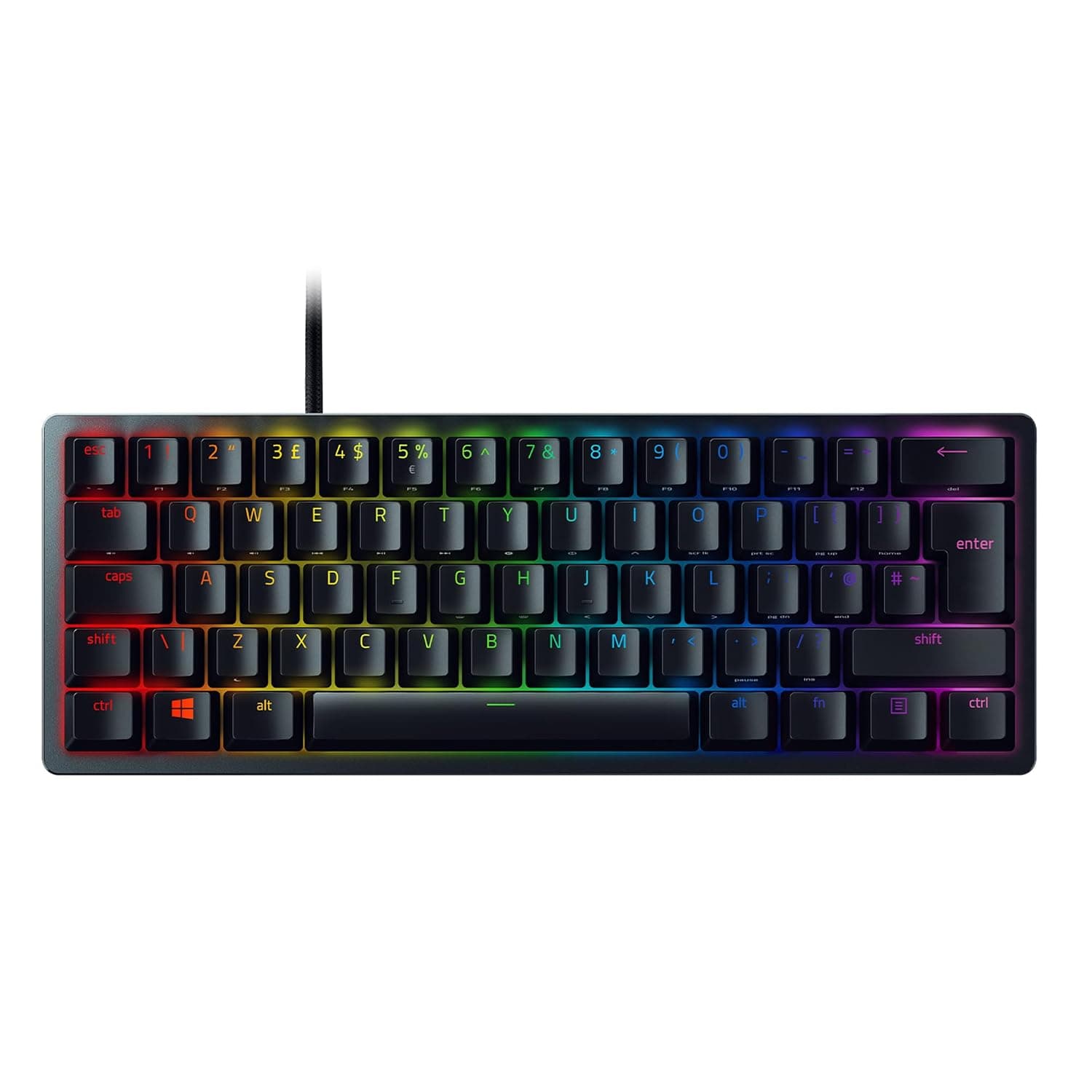 Razer Huntsman Mini (Purple Switch) - 60% Compact Gaming Keyboard (Clicky Optical-Mechanical Switches, Doubleshot PBT Keycaps, Detachable USB-C Cable) UK Layout | Black