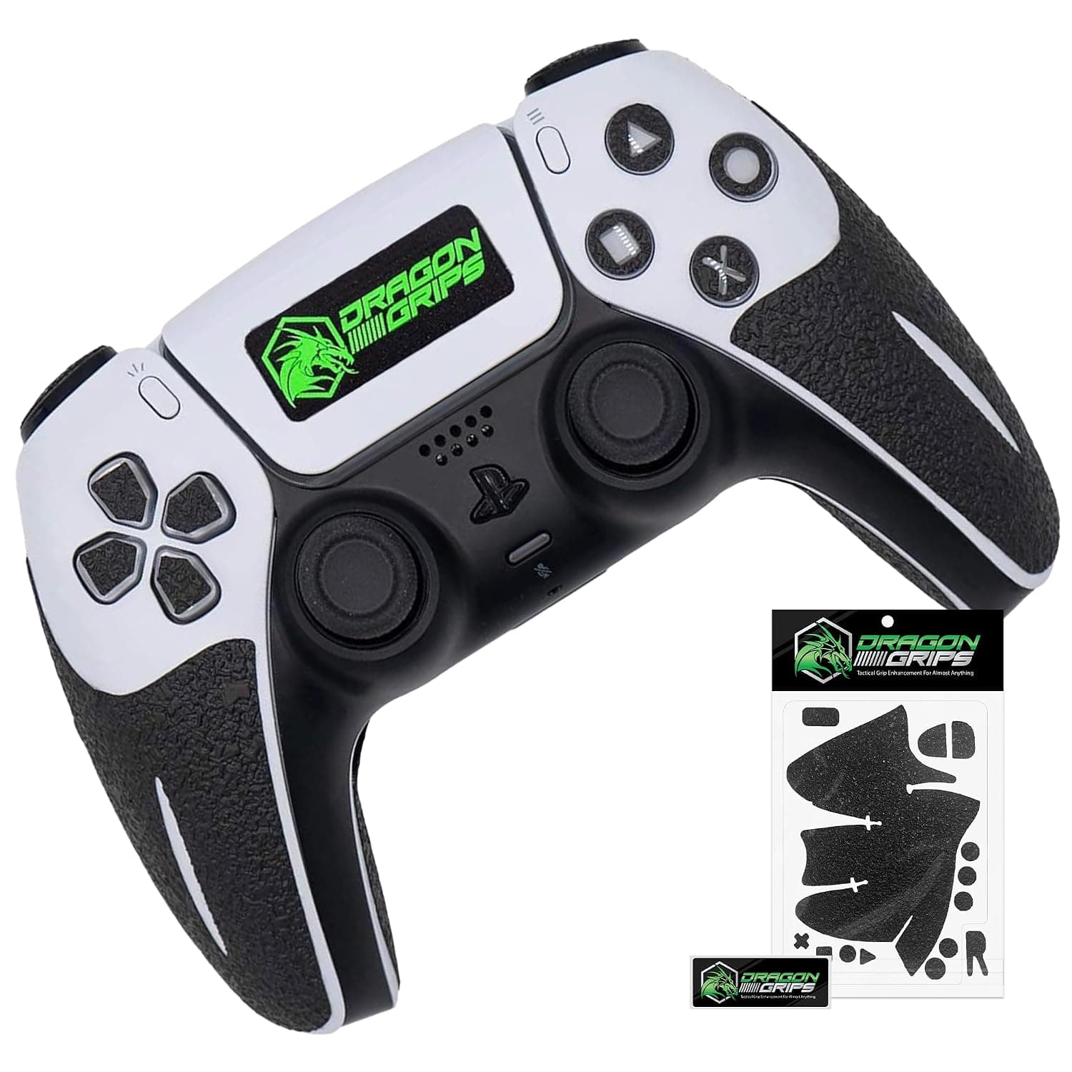 Dragon Grips PS5 Controller Grips, 22 Pcs Black Textured Non-Slip Rubber, Sweat Resistant, Perfectly Fit Any Handles, Trigger Buttons & D-pad