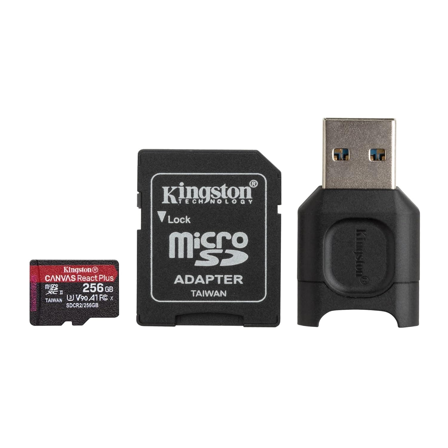 Kingston MLPMR2/256GB microSD Card (256 GB microSDXC React Plus SDCR2 with Adapter + MLPM Reader)