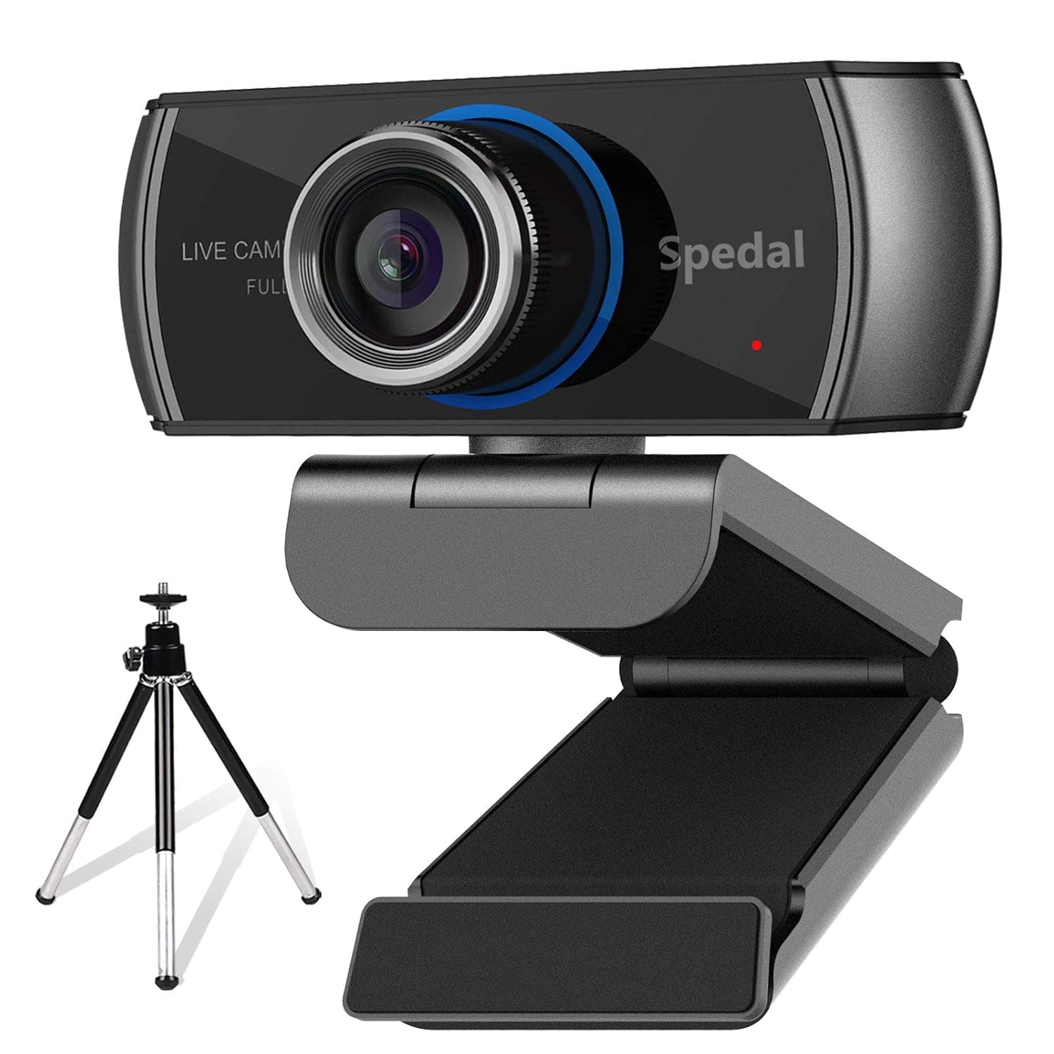 Spedal Webcam with Microphone, HD 1080P Webcam with Tripod Streaming for OBS/Zoom/YouTube/Skype, 100 Degrees Wide Angle Videoconferencing Computer Camera for Desktop/Laptop Compatible for Mac/Windows
