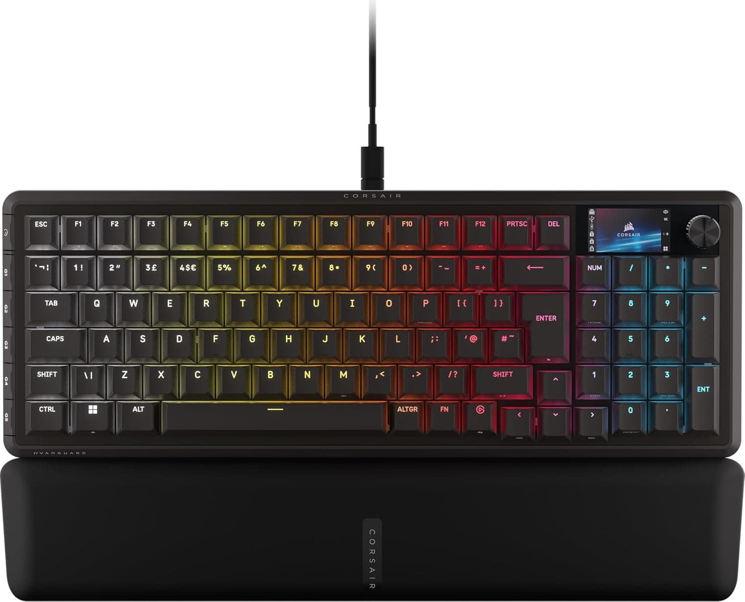 Corsair VANGUARD 96 Wired Mechanical Gaming Keyboard – 96% Layout, MLX Plasma Linear Switches, 8000Hz Polling, LCD Display, Virtual Stream Deck, G-Keys, SOCD Flashtap, QWERTY UK – Black