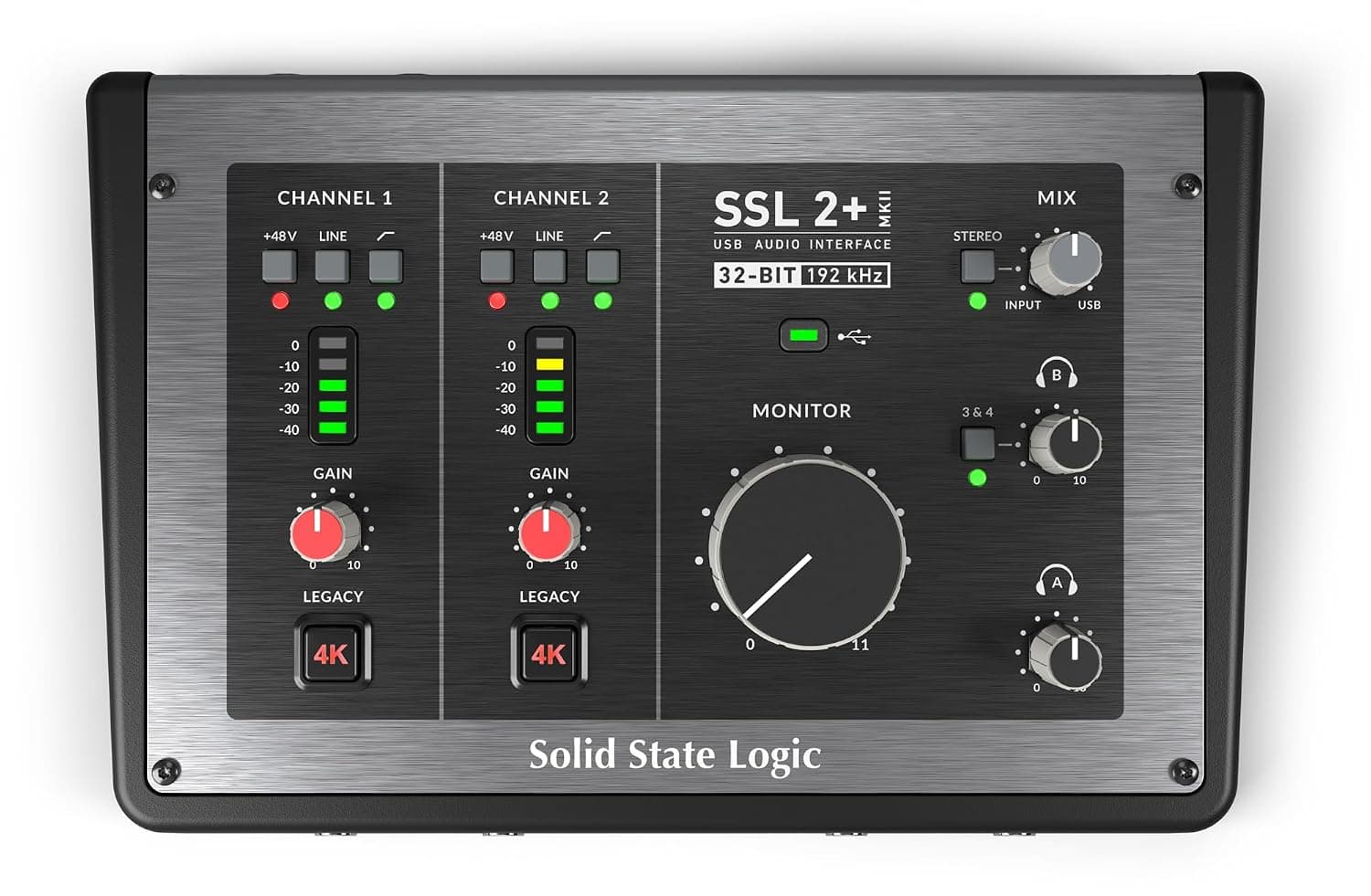 Solid State Logic SSL 2+ MKII Audio Interface | Four Balanced Outputs, and Class-Leading Mic Preamps