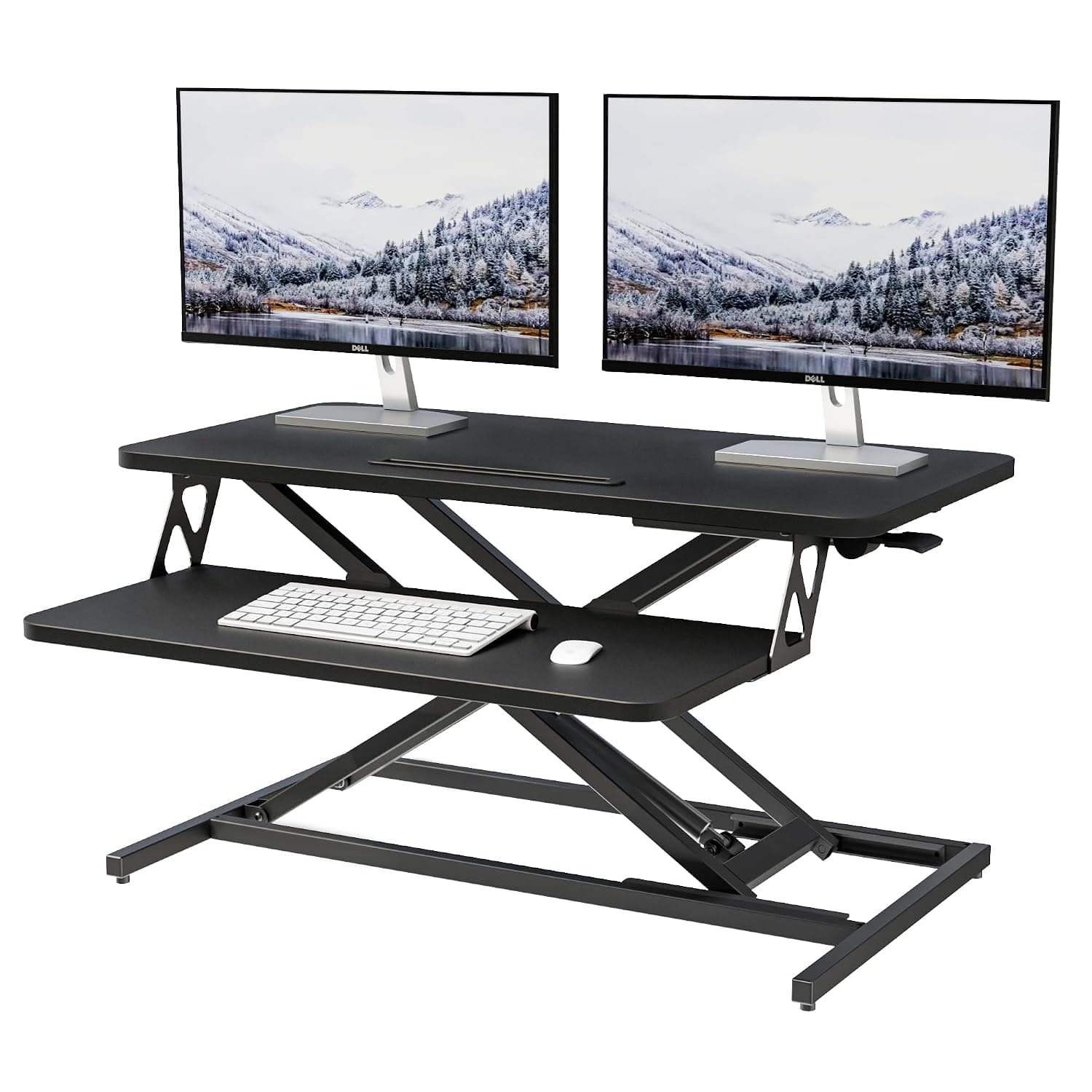 ERGOMAKER Height Adjustable Standing Desk Converter 80cm(32 Inch),Black | Height Adjustable 12.5-52cm, Quick Sit to Stand Desk Riser for Dual Monitors, Wide Tabletop Workstation, for Home Office