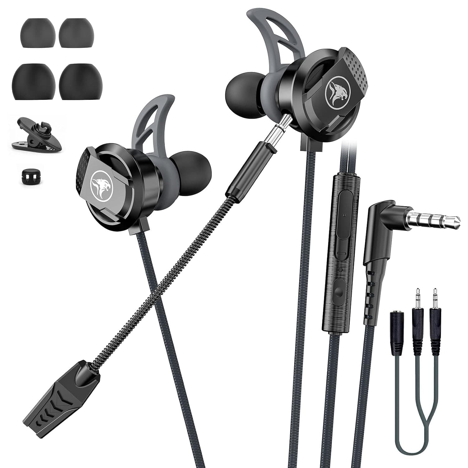 BraveKoi In-Ear Gaming Headset,Wired Earbuds with Noise Cancellation,Dual Microphone Bass Stereo Gaming Earphone Suitable for PS4 Xbox one/S, Nintendo Switch, Laptop