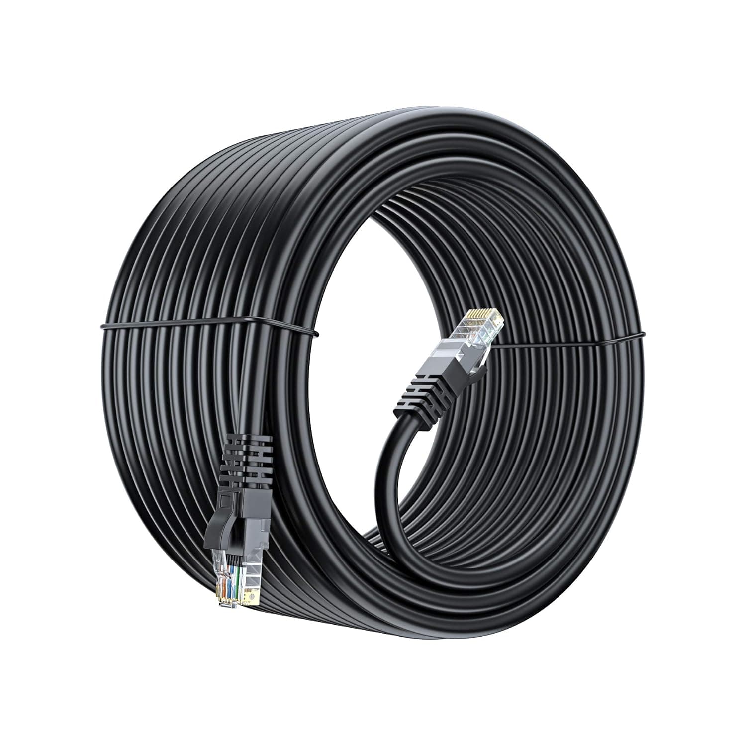 Maximm Cat 6 Ethernet Cable, 100 Ft, Black, Round LAN Patch Cable, RJ45