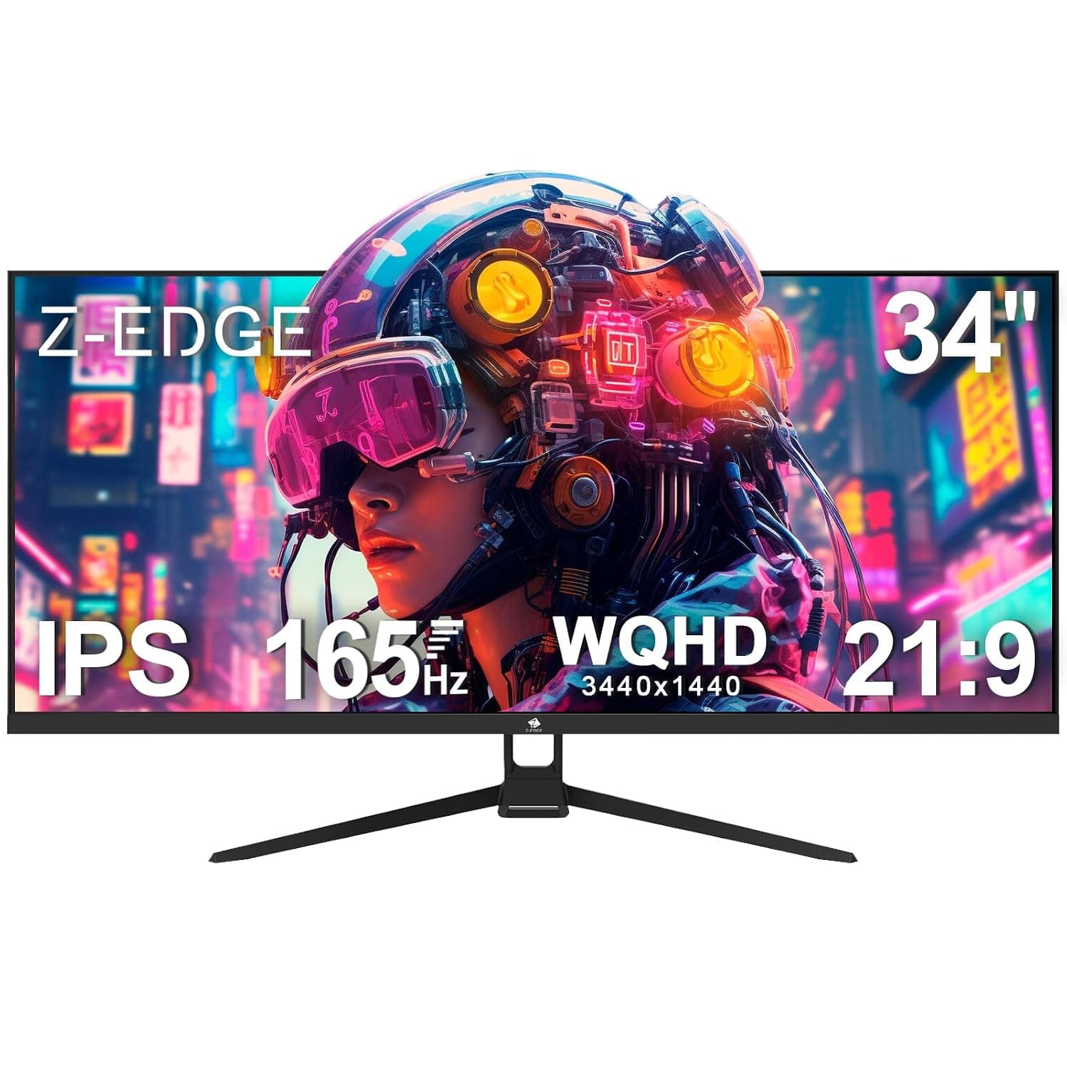 Z-Edge 34 Inch Ultrawide Gaming Monitor 165Hz 3440x1440 21:9 IPS DP HDMI | PC Monitor UWQHD, 1ms MPRT, 300cd/m² Brightness, 100% sRGB, FreeSync, PIP PBP, Black