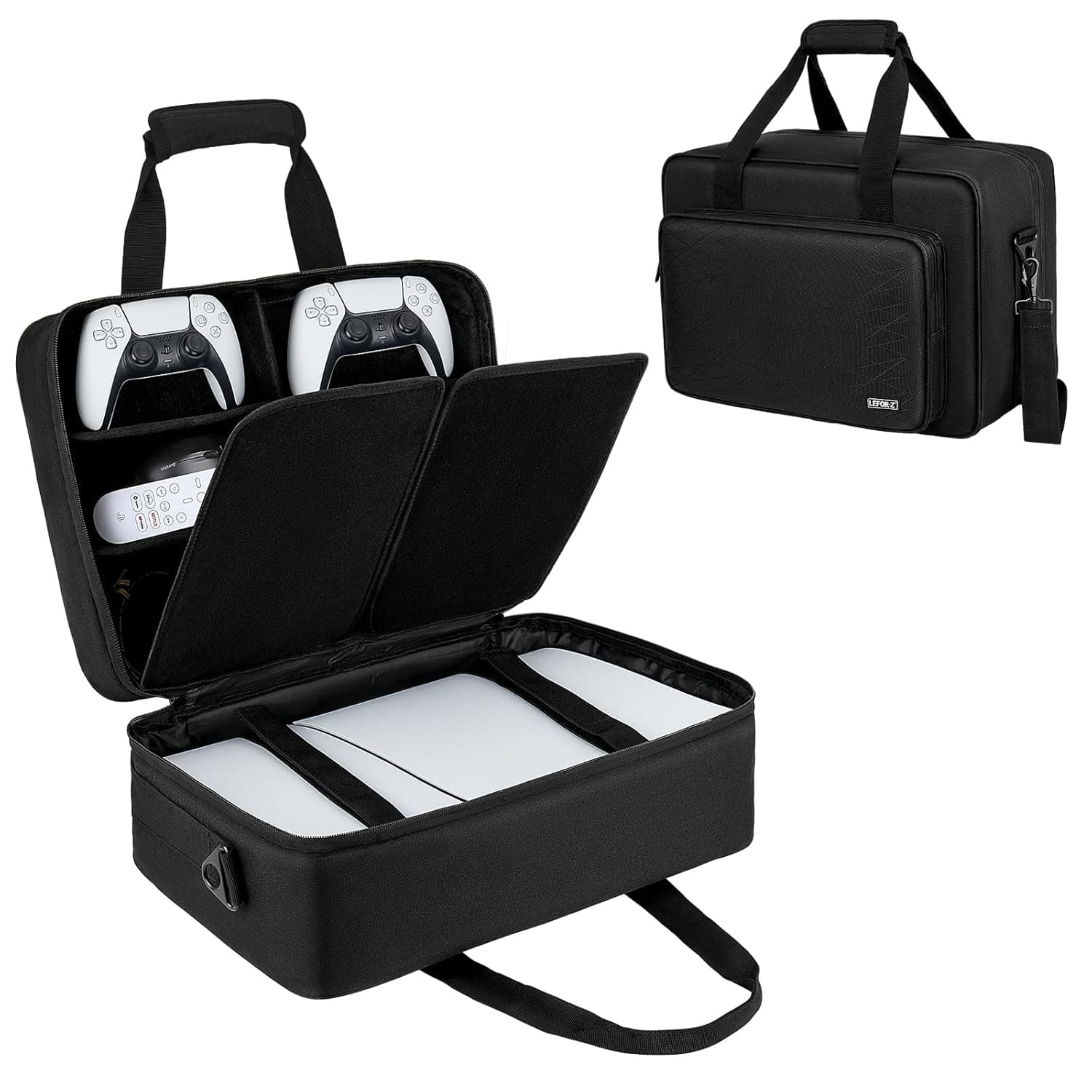 IVODEELA Console Carrying Travel Case Compatible with PS5/PS5 Pro/PS4,PlayStation 5,PS5 Digital Edition,Protective Storage Bag for PS5 Controllers,Headset,Game Discs,Charger Accessories,Black