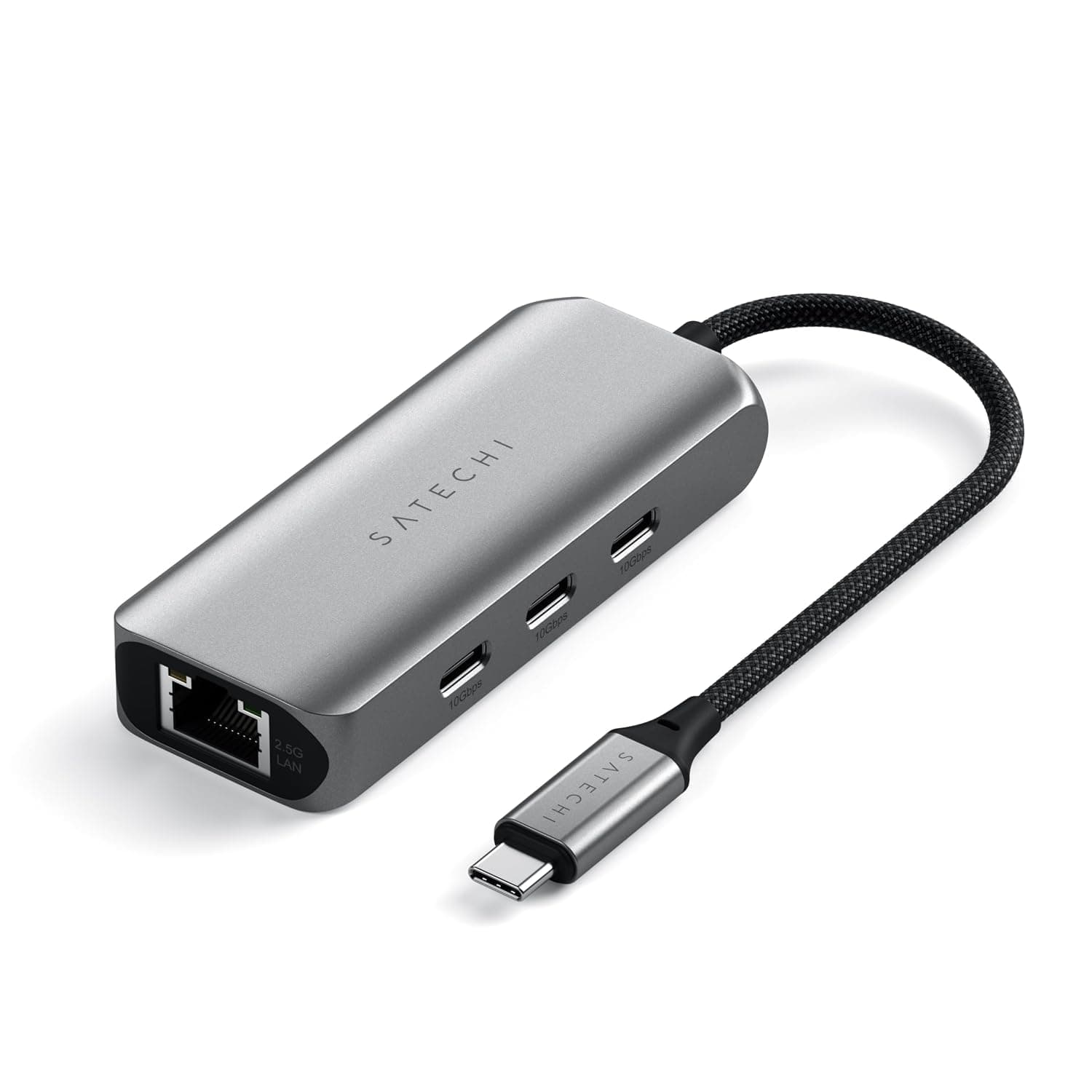 SATECHI 4-in-1 USB-C Hub with 2.5 Gbps Ethernet | 3 × USB-C 3.2 Ports up to 10 Gbps, ultra fast network connection, compact plug and play design for MacBook, laptops and iPad