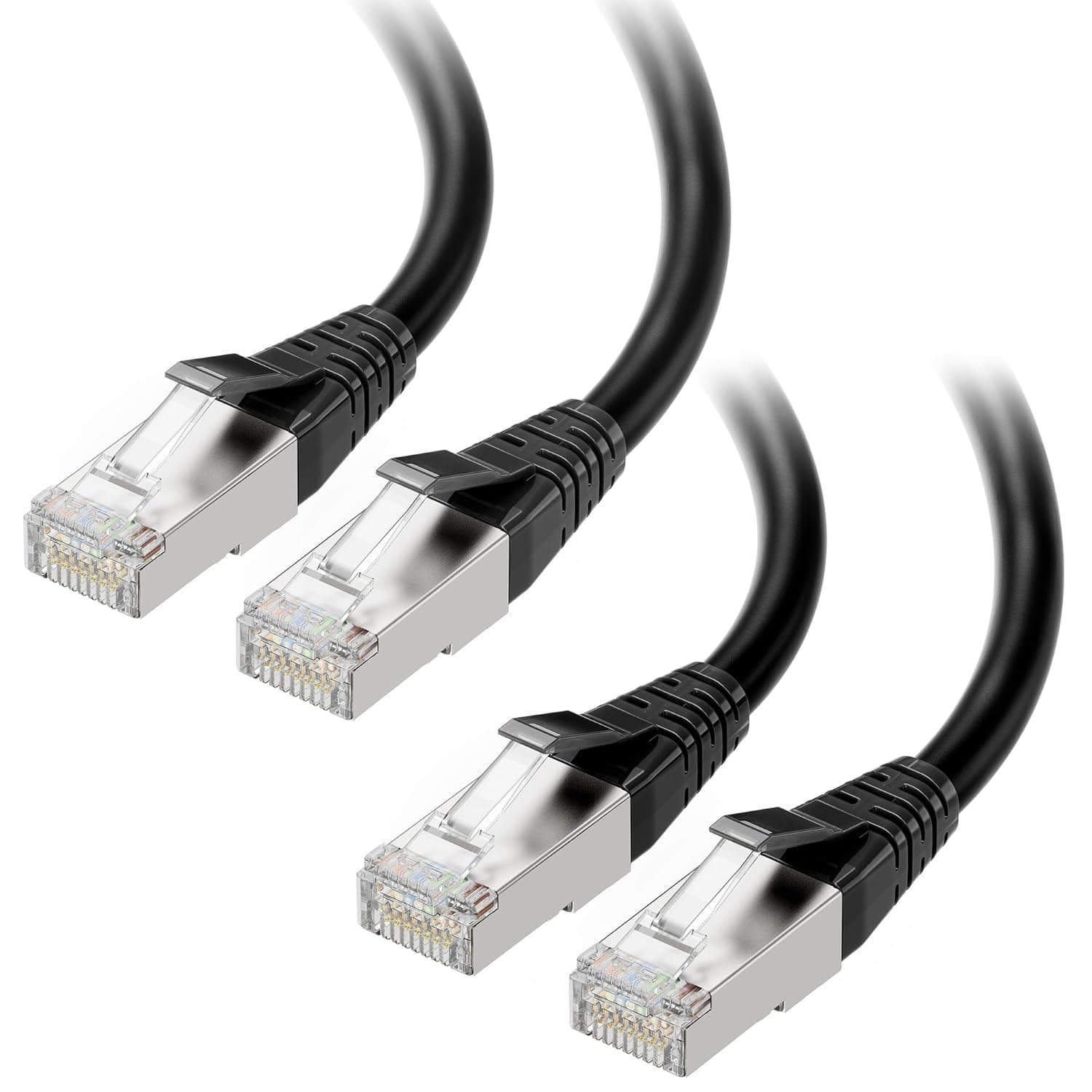Cable Matters [Cat8 Certified] 2-Pack 40Gbps Cat 8 Ethernet Cable, 0.9m | Shielded, 10/25/40GBASE-T, S/FTP Shielding, 2000MHz, PoE++, Cat8 Ethernet Cable for Gaming
