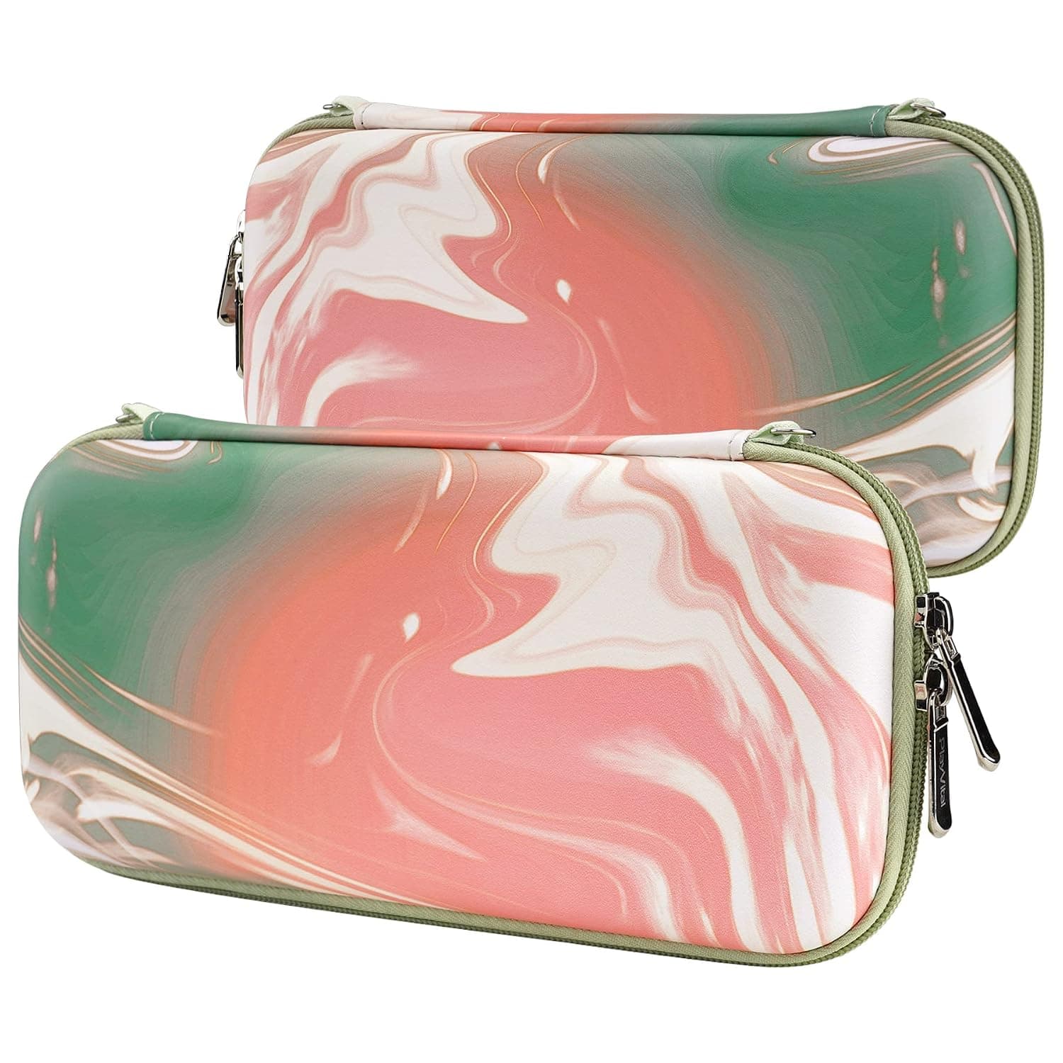 playvital Carrying Case for Nintendo Switch Lite, Portable Pouch Storage Handbag Travel Bag Protective Hard Case for Switch Console w/Thumb Grip Caps & 10 Game Card Slots - Pastel Swirl