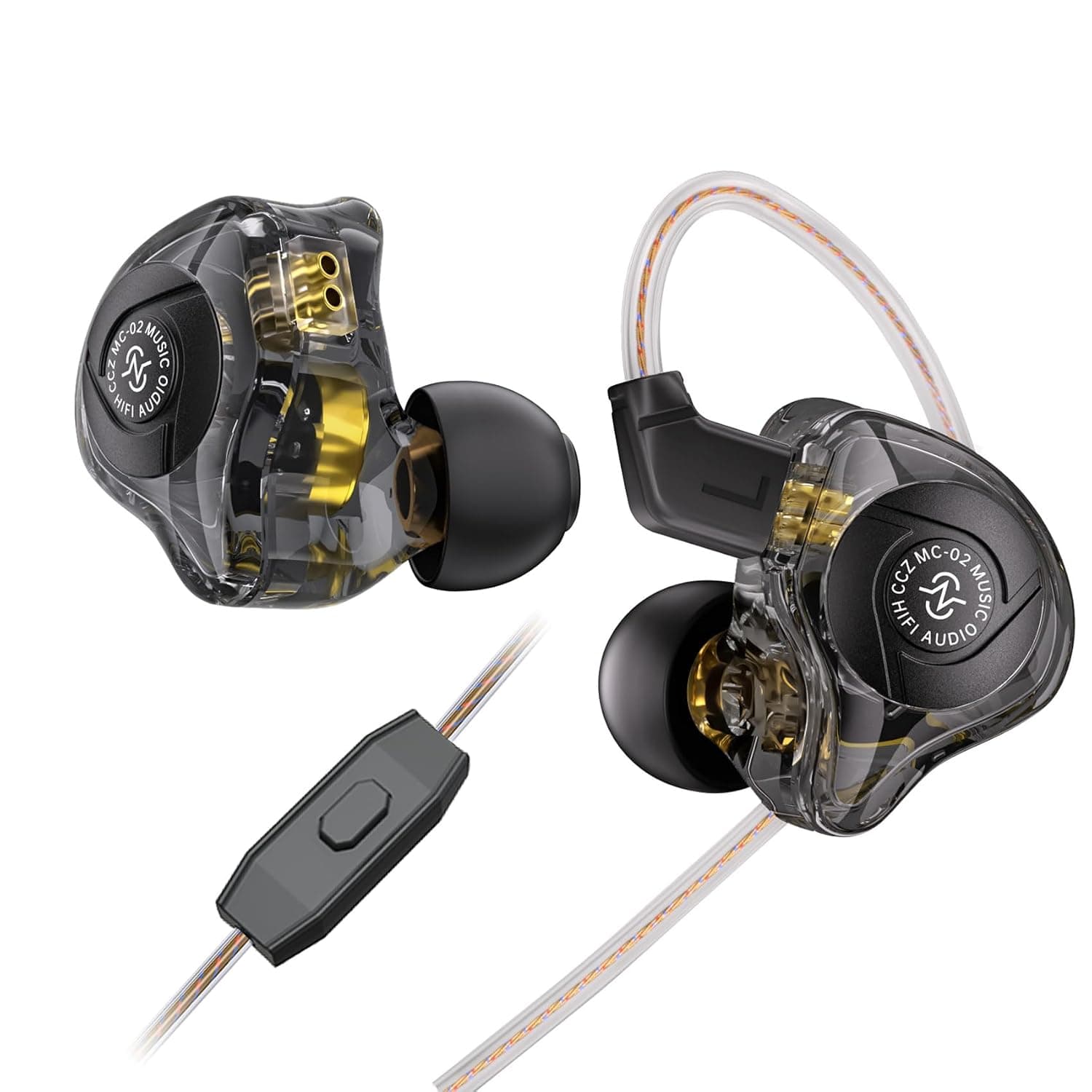 keephifi CCZ MC02 Gaming Earbuds, In Ear Monitors Noise Cancelling, Wired Earphones 3.5mm Jack, Deep Bass Gaming IEMs with Mic, DJ Headphones 10mm Dual Magnetic DD for Musicians