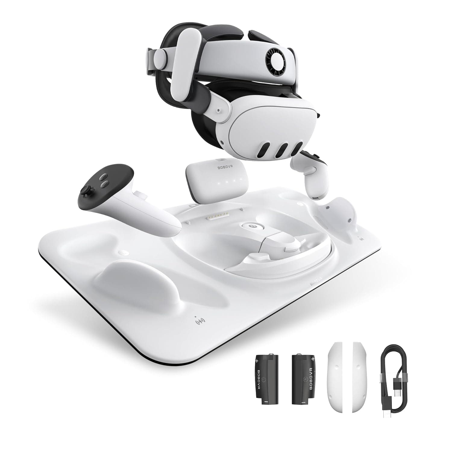 BOBOVR D3 Charging Dock for Meta Quest 3, VR Charging Stand Dock Accessories,Wireless Charging for Controller, B100 Fast Charging (Without Charger)