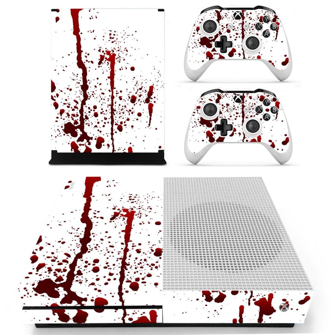 DOTBUY Vinyl Decal Full Body Skin Sticker For Microsoft Xbox One S Console And 2 Controllers And Kinect 2.0 (Blood)
