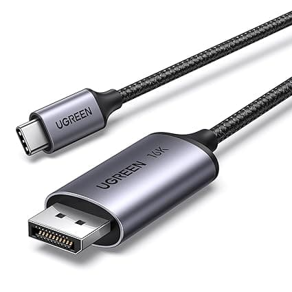 UGREEN USB C to DisplayPort 2.1 Cable 16K@30Hz 8K@120Hz 4K@240Hz DSC HDR,2M | Thunderbolt 5/4/3 Type C DP G-Sync VRR Adapter,1440P@480Hz,Dolby Atmos,For MacBook Pro/Air M5 M4,Mac Mini/Neo,iPad,XPS,Galaxy