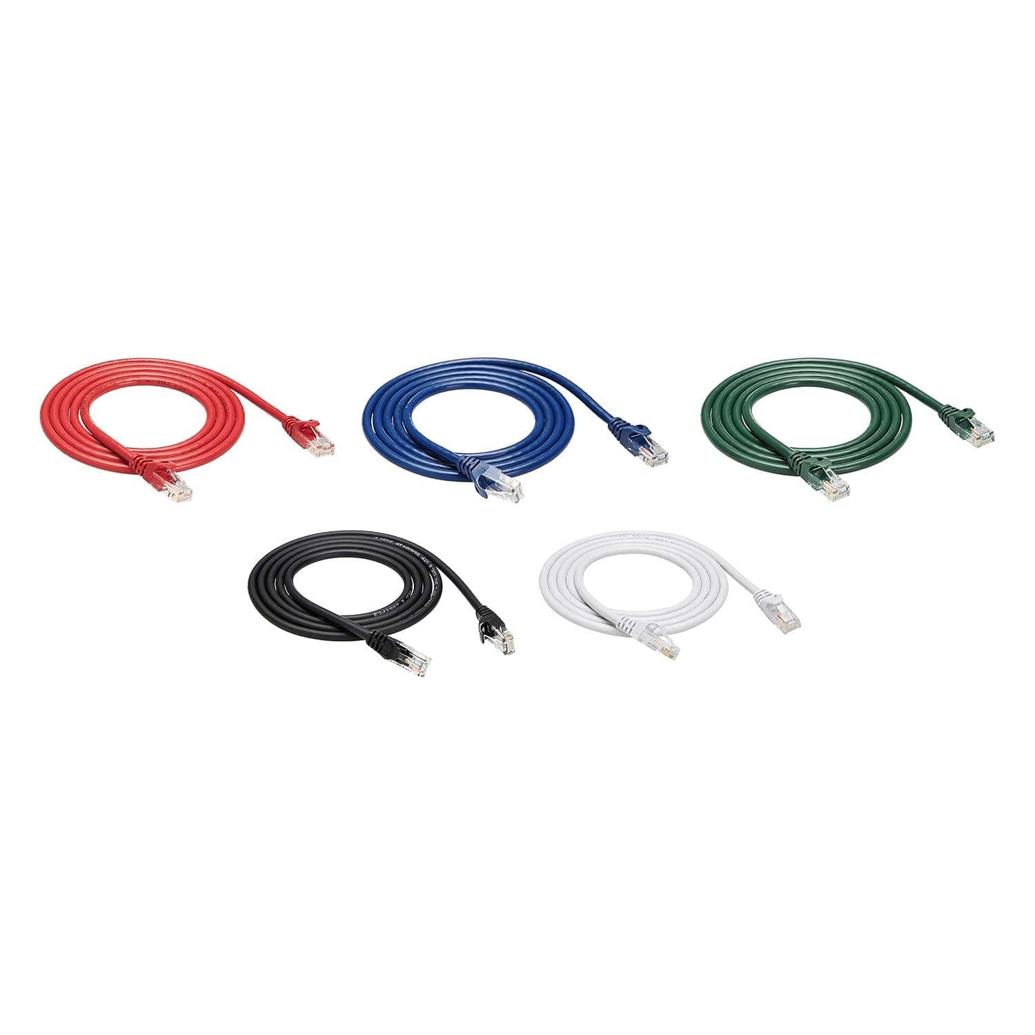 Amazon Basics RJ45 Cat6 Ethernet Cable Compatible with PC, Laptop, TV, Routers, Modem speed up to 10 Gigabit/s, 1.5 m, Multi-colored 5-pack