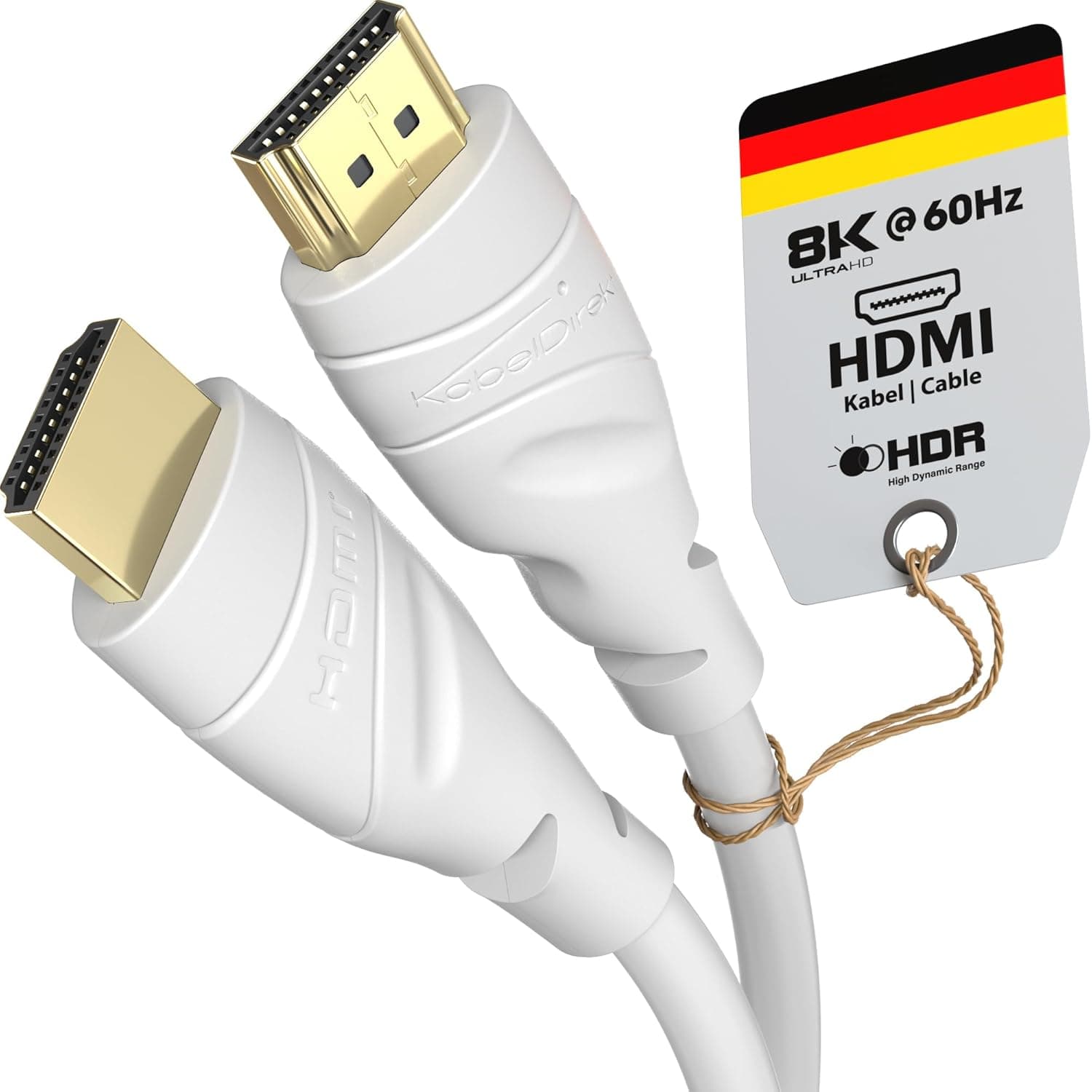 KabelDirekt – 8K & 4K HDMI Cable – 0.5m – White – for PS5, Blu-ray, Xbox | 10K, 8K@60Hz & 4K@120Hz, High Speed HDMI – for PS5, Xbox Series X, Switch, Blu-ray – interference-free & flexible