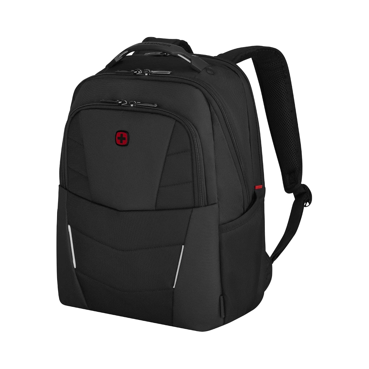 Wenger Altair 15.6" Laptop Backpack, TripleProtect Laptop & 10" Tablet Pockets, Air‑Flow Back Padding, SmartOrg Organizer, Recycled PET Fabric, 22L Capacity, Black