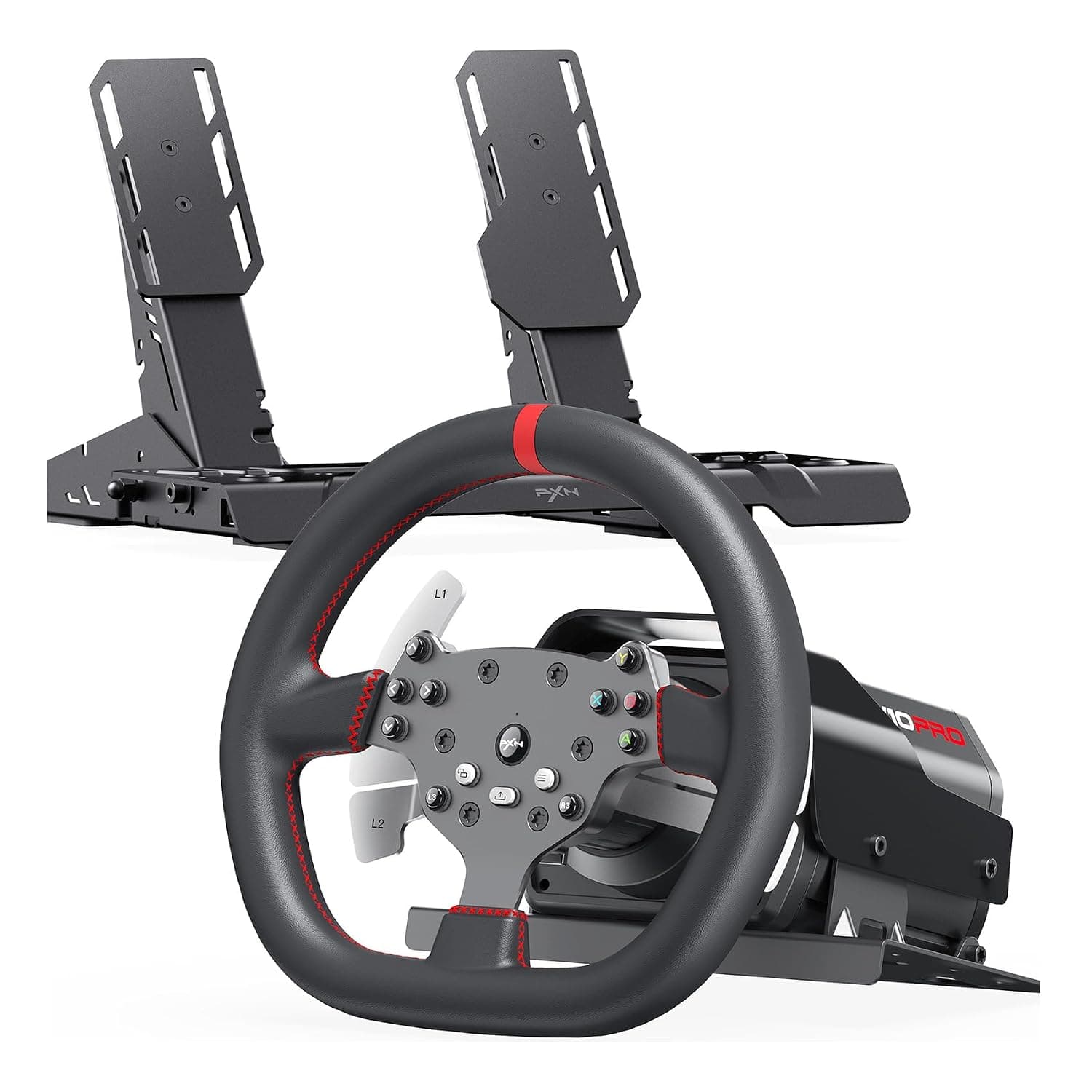 PXN V10 Ultra Direct Drive Racing Wheel and Pedals – 3.2Nm Force Feedback Gaming Steering Wheel with Microfiber Leather Grip and Paddle Shifters – Sim Racing Set for PC, PS4, Xbox One, Xbox Series X/S
