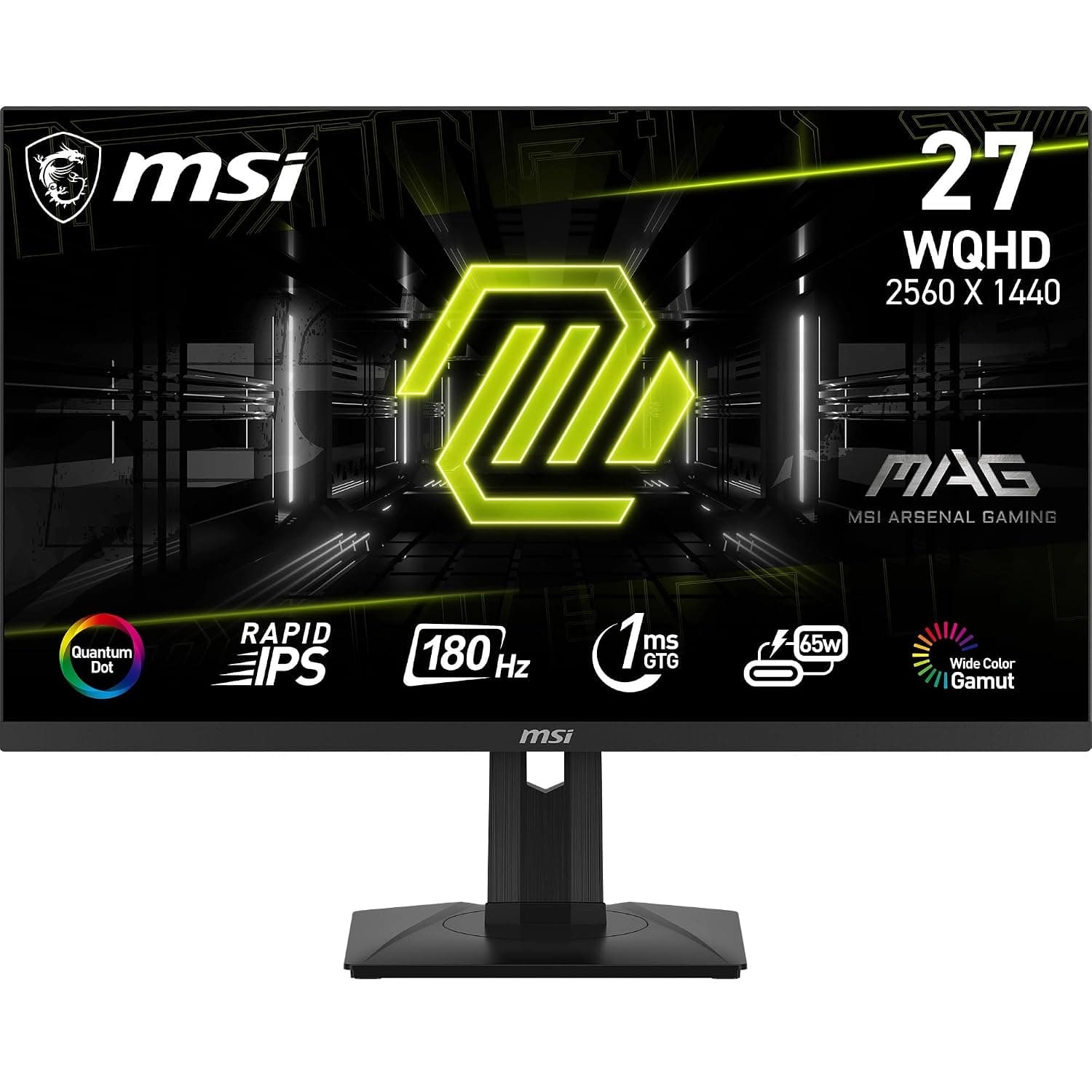 MSI MAG 274QRF QD E2 27 Inch WQHD Gaming Monitor - 2560 x 1440 Rapid IPS Quantum Dot Panel, 180 Hz - 1ms, 120percentage sRGB Colour Gamut, DisplayHDR 400 - DP 14a, HDMI 20b, USB Type-C