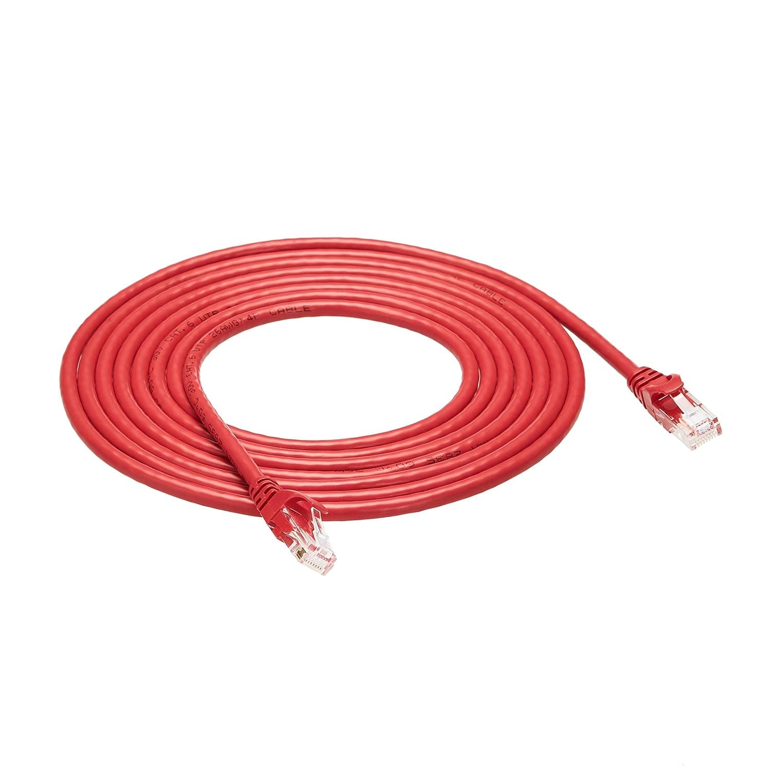 Amazon Basics Snagless RJ45 Cat-6 Ethernet Patch Internet Cable - Pack of 5 - 3 Meters, Red