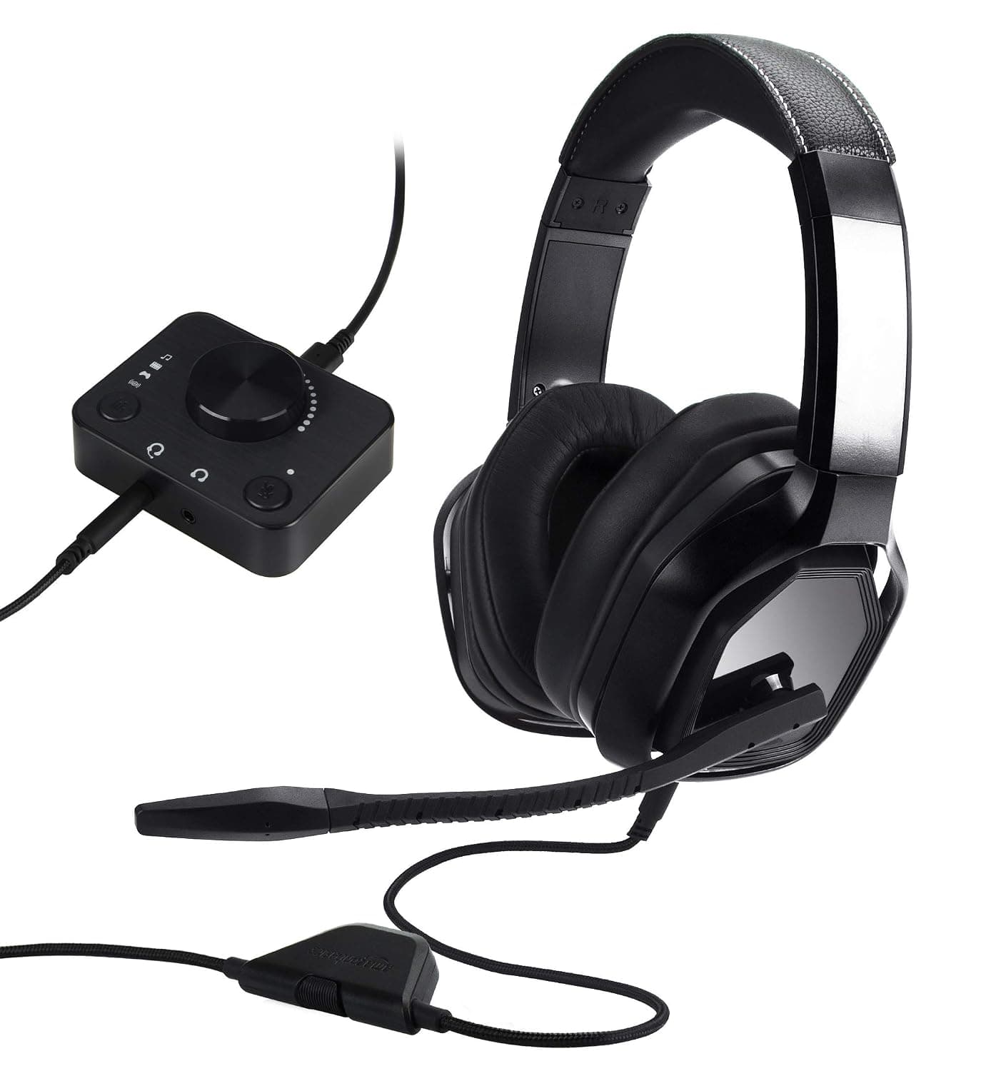Amazon Basics Premium Gaming Headset for PC and Consoles (Xbox, PS4) with Desktop Mixer - Black