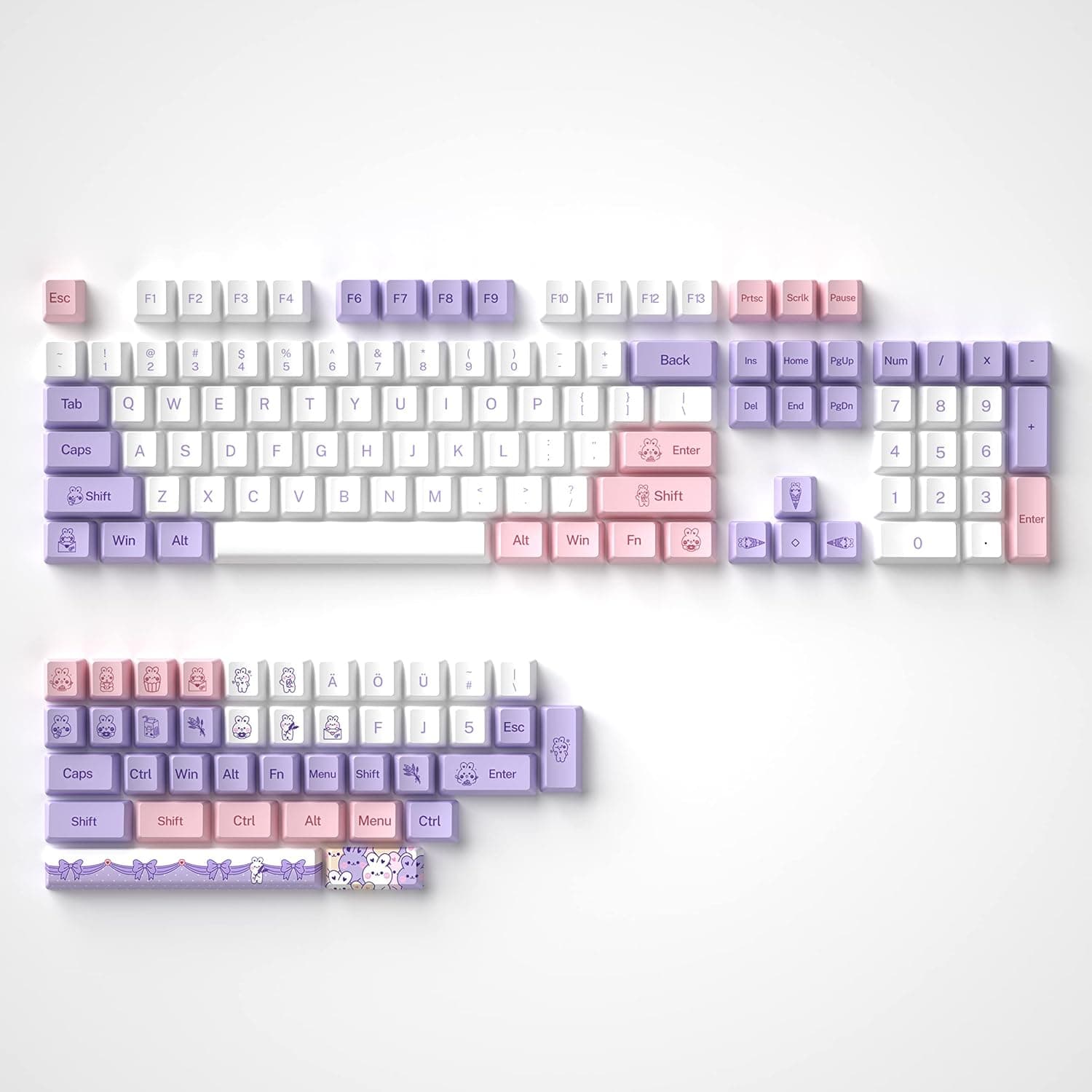YUNZII Otter Keycap Set, 140 keycaps PBT Dye Sublimation keycaps Cherry Profile Custom Keycaps for Mechanical Keyboard (XDA Profile, Red Blue with English)