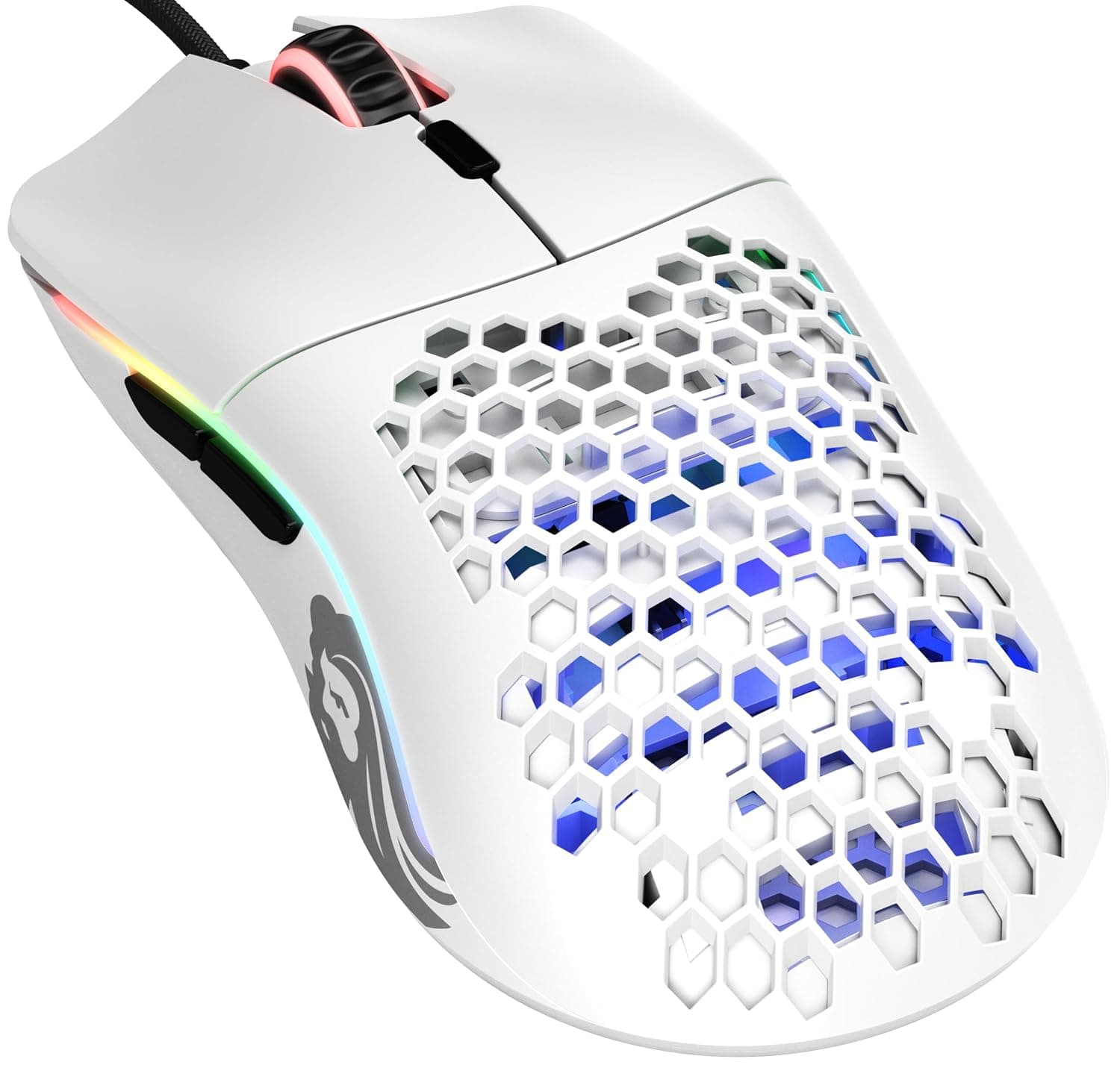 GLORIOUS Model O Wired Gaming Mouse (Matte White) | 67g Superlight Honeycomb Ambidextrous Design, Vibrant RGB, Pixart 3360 Sensor, Omron 20M Clicks, Pure PTFE Skates