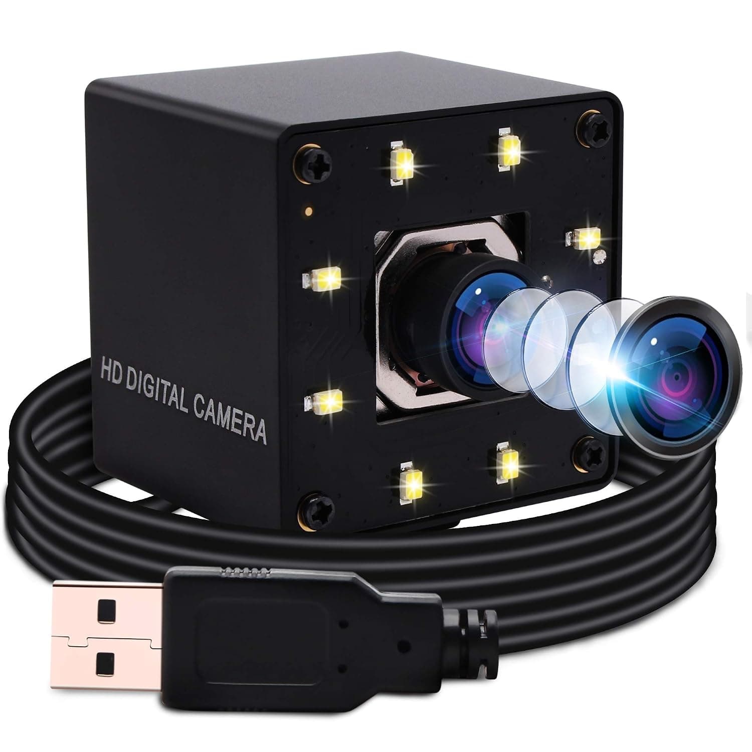 ELP 4K Webcam Autofocus USB Night Vision Camera No-Distortion Lens IMX415 Sensor Ultra HD Web Camera Supports 3840x2160@30fps,UVC Compliant Video Conference Camera Support Most OS USB4K02AF-KL100W