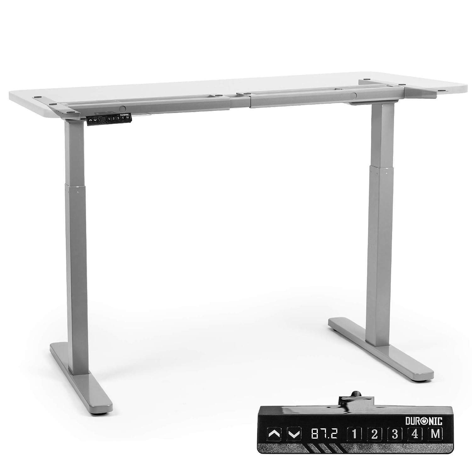 Duronic Sit Stand Up Desk Top Frame Converter TM22 GY, Electric Standing Sitting Height Adjustable Riser Desks Ergonomic Standup Workstation for Office Home Laptops Monitor Computer - Frame Only Grey