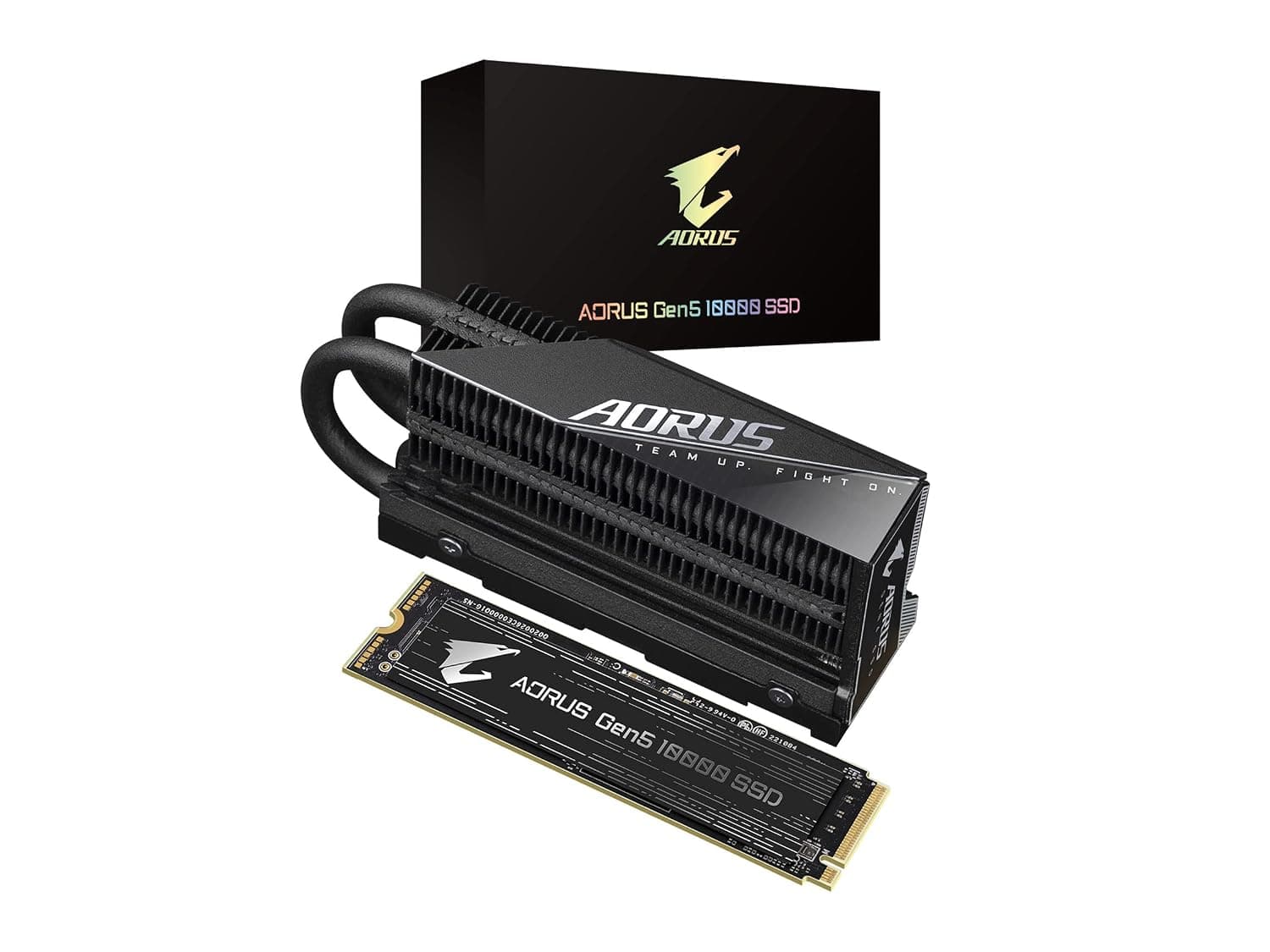 Gigabyte AORUS Gen5 10000 SSD 2TB PCIe 5.0 NVMe M.2 Internal Solid State Hard Drive with Read Speed Up to 10000MB/s, Write Speed Up to 9500MB/s, AG510K2TB