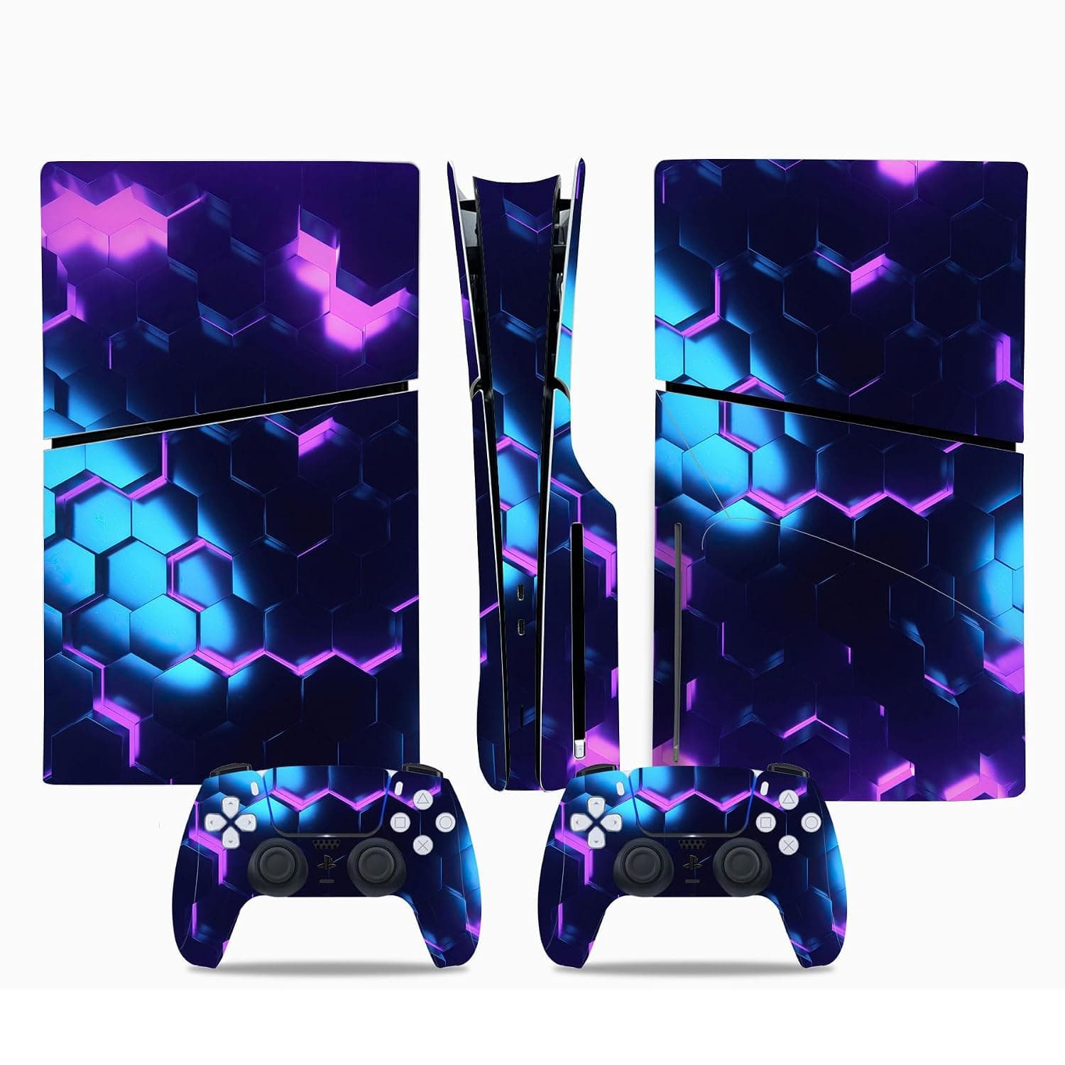 Szaerfa Console and Controller Accessories Cover Skins for Sony PS5 Slim Disc Edition,Carbon Fiber Protective Wrap Cover Vinyl Sticker Decals for Playstation 5 Slim,Game Console Accessories (0044)