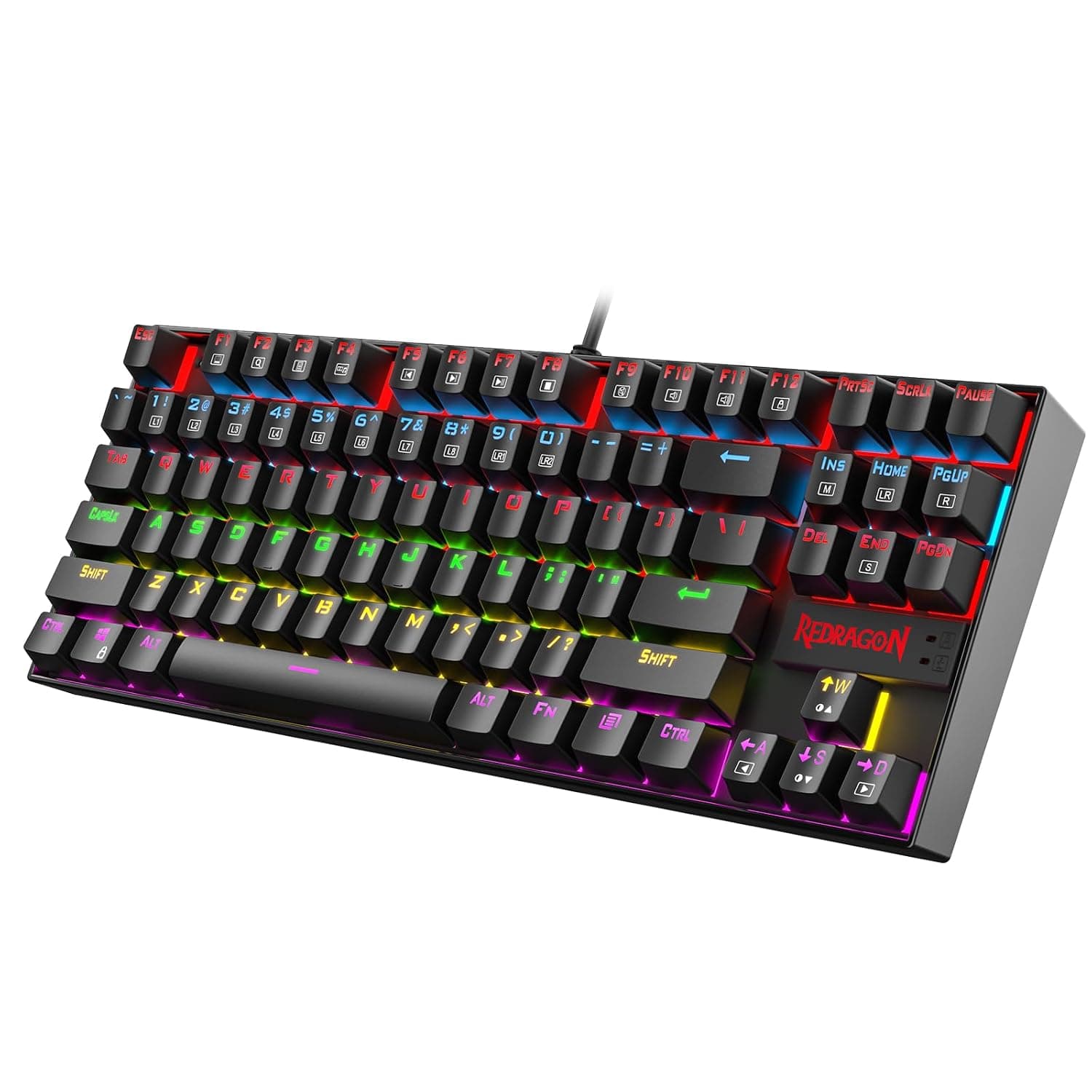 Redragon K552 Mechanical Gaming Keyboard, LED Gaming Keyboard with Red Switches, 87 Full Anti-ghosting Keys, Unique Metal Rim for Windows Gaming PC, Black | RGB Mechanical Computer Keyboard, Linear Red Switches, 6 LED Modes, Anti-ghosting, N-key Rollover, Metal Frame