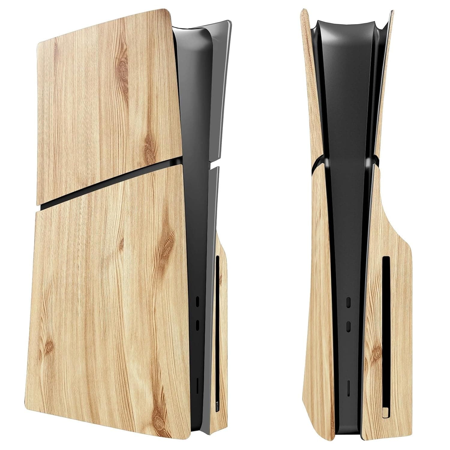 PS5 Slim Console Faceplate Cover, Replacement Face Plate Skin Case ABS Anti-Scratch Dustproof Protective Shell Cover Plates PS5 Slim Accessories for PS5 Slim Disc Edition, Wood Grain